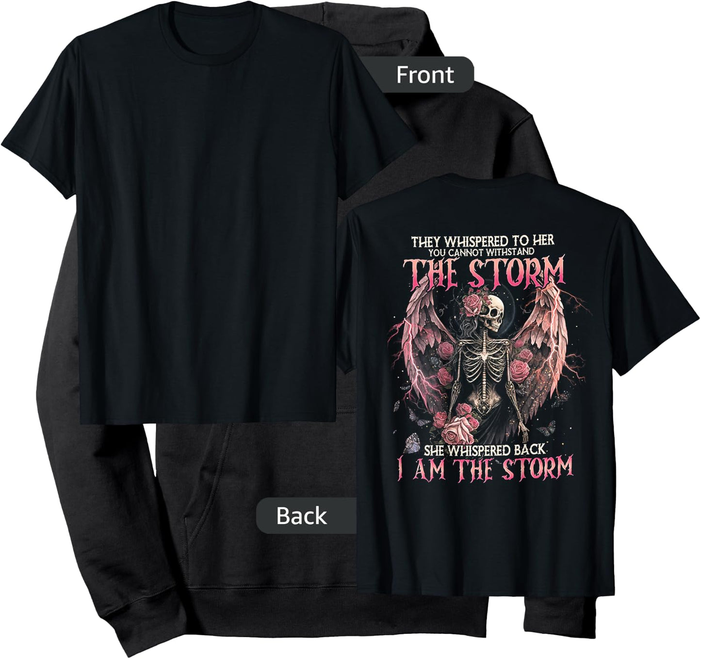 I AM THE STORM SKELETON ROSES WINGS (on back) Hoodie - Hoodie | Black