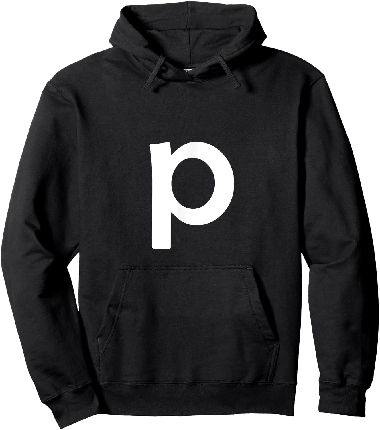 Simple Bold Large White Lower Case Letter p Alphabet Hoodie - Hoodie | Black