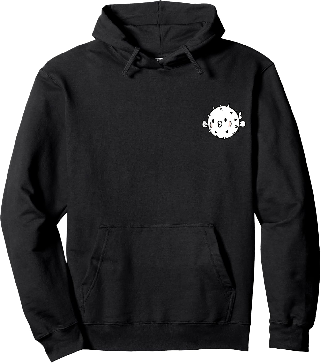 Cute Puffer Fish Graphic Hoodie - Hoodie | Black