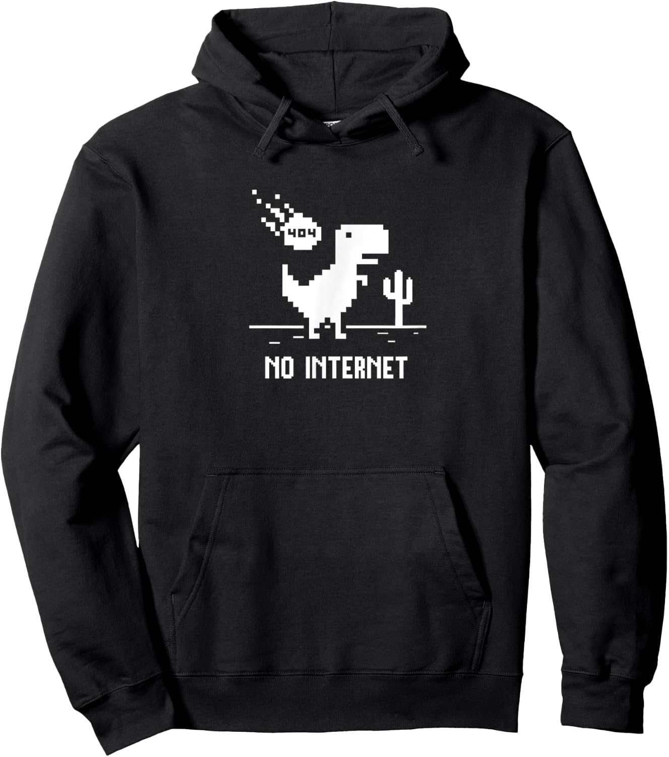 Funny No Internet T-Rex Pixel Art for Programmers Hoodie - Hoodie | Black