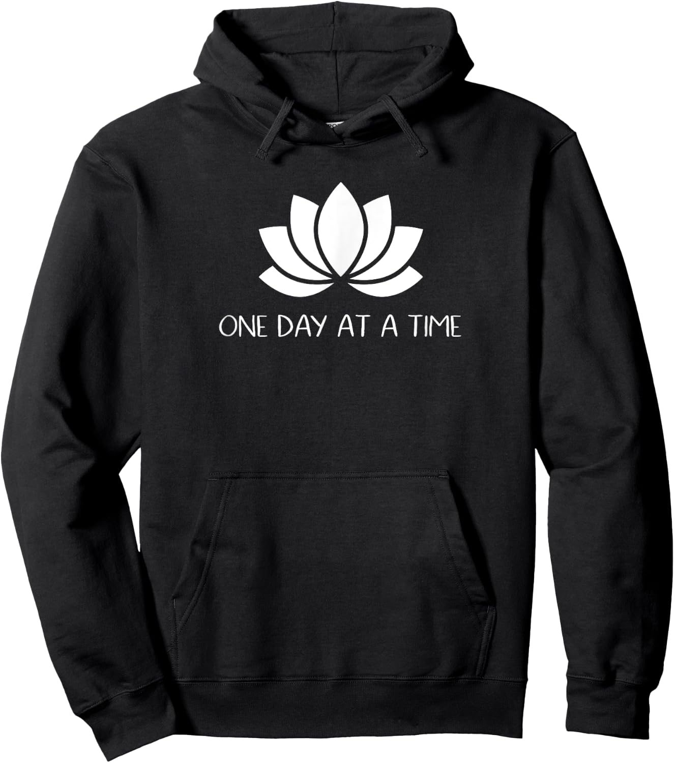 Lotus One Day At A Time Sobriety Recovery Hoodie - Hoodie | Black