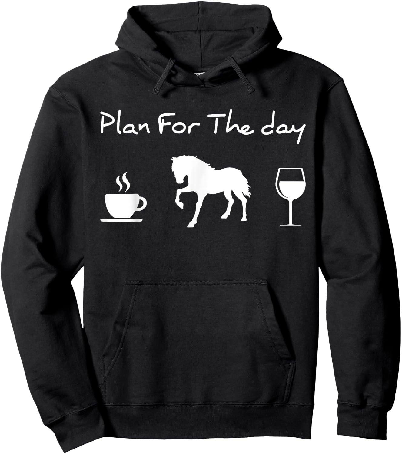 Plan For The Day Coffee Horse Wine Hoodie - Hoodie | Black
