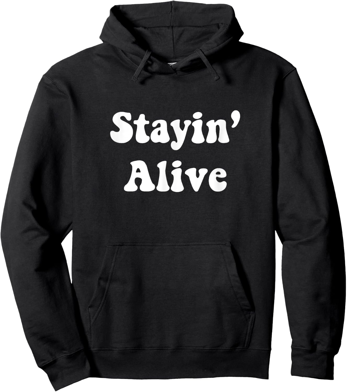 Vintage 70s Stayin/ Alive Hoodie - Hoodie | Black
