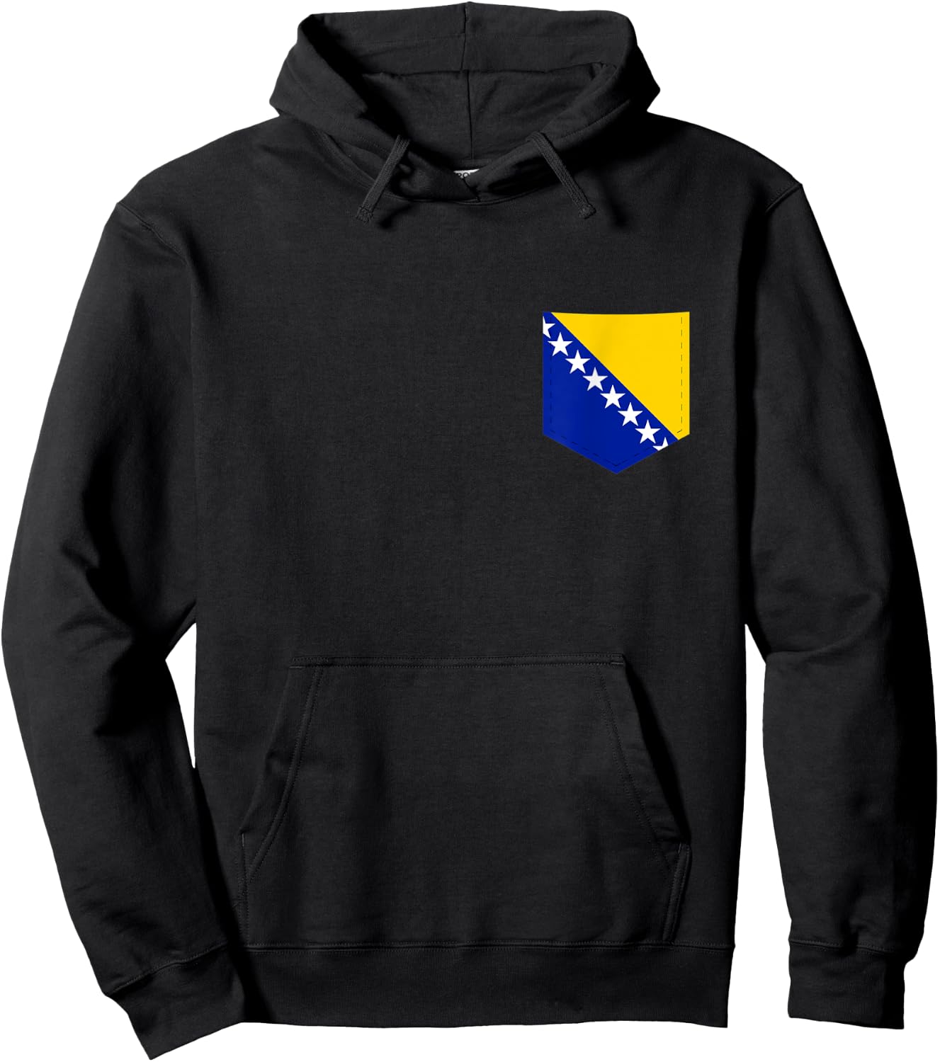 Bosnia & Herzegovina Flag Shirt with Printed Bosnian Pocket Hoodie - Hoodie | Black