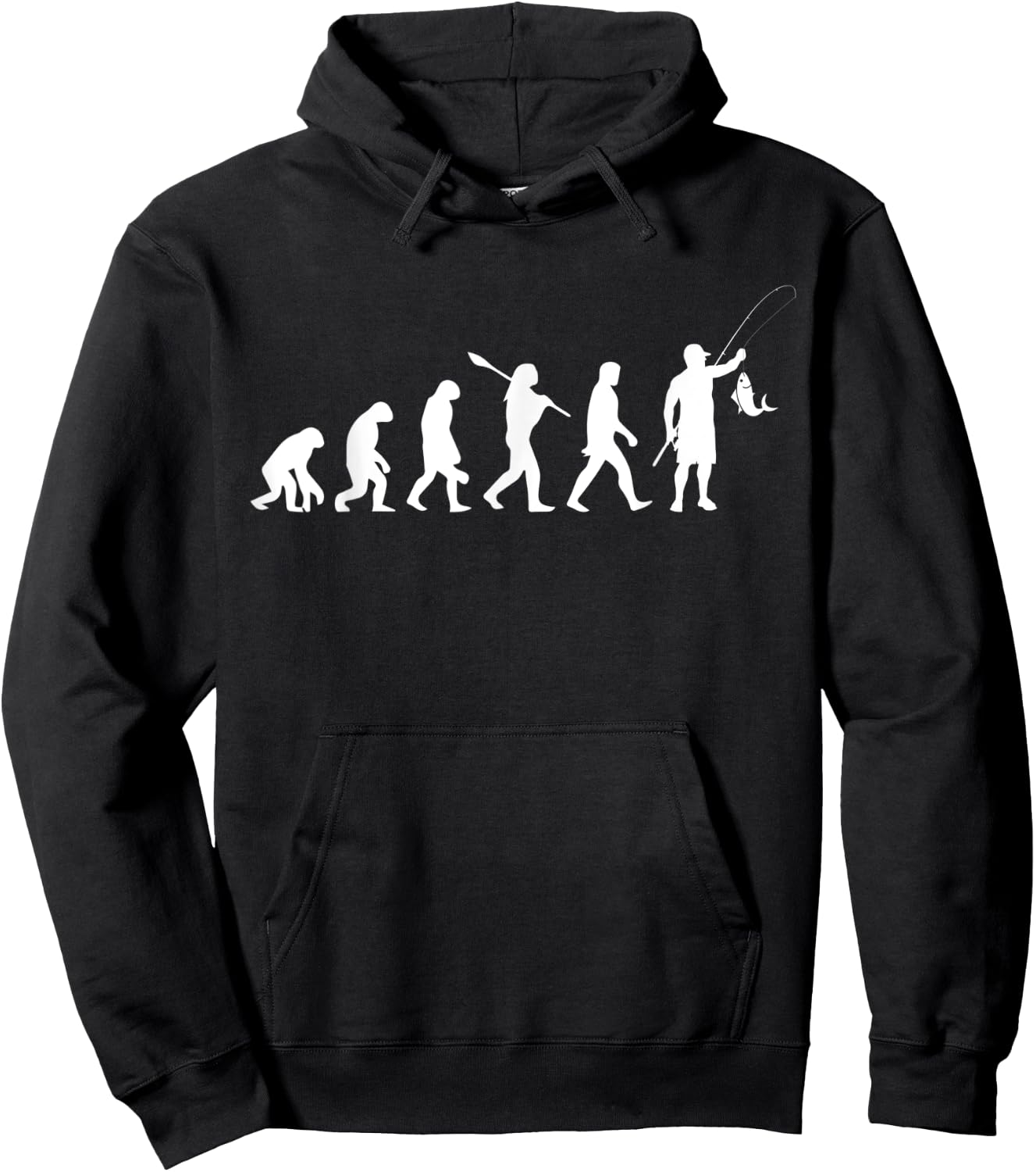 Funny Fishing Shirt. From Monkey to Caveman to Fisherman. Hoodie - Hoodie | Black