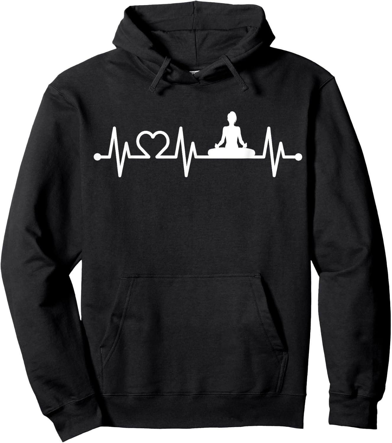 EKG Heartbeat Yoga with Heart Lotus Seat Padmasana Pulse Hoodie - Hoodie | Black