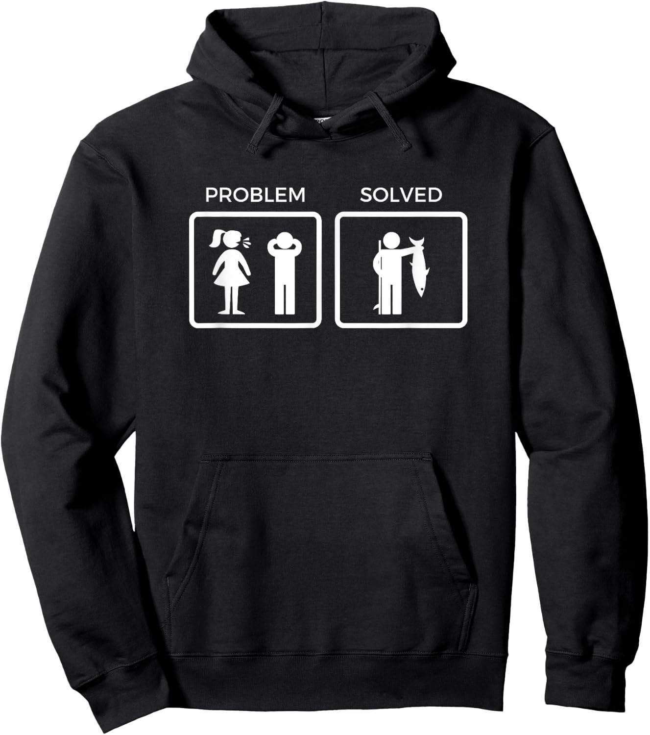 Funny Problem Solved Fishing Hoodie - Hoodie | Black