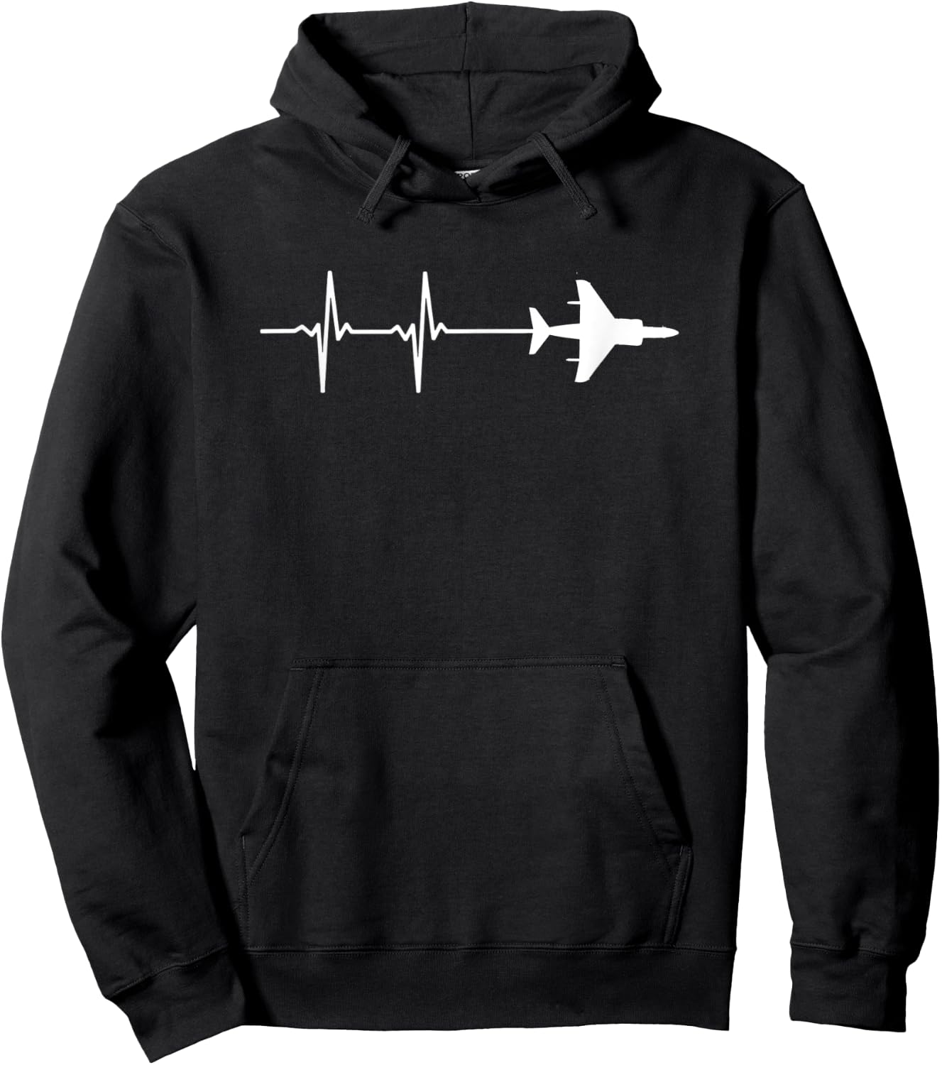 EKG Heartbeat AV-8B Harrier Military Airplane Hoodie - Hoodie | Black