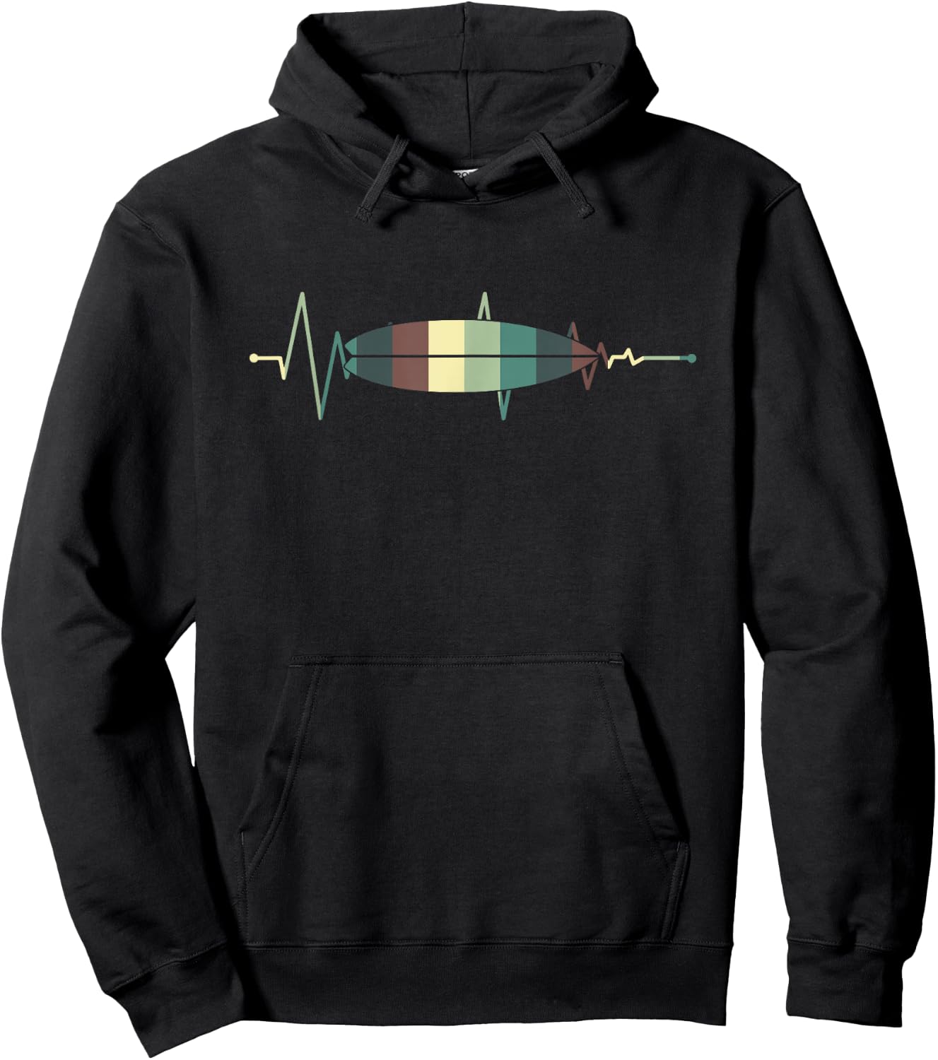 Surfboard Surf Surfer Surfboarder Heartbeat Retro Hoodie - Hoodie | Black