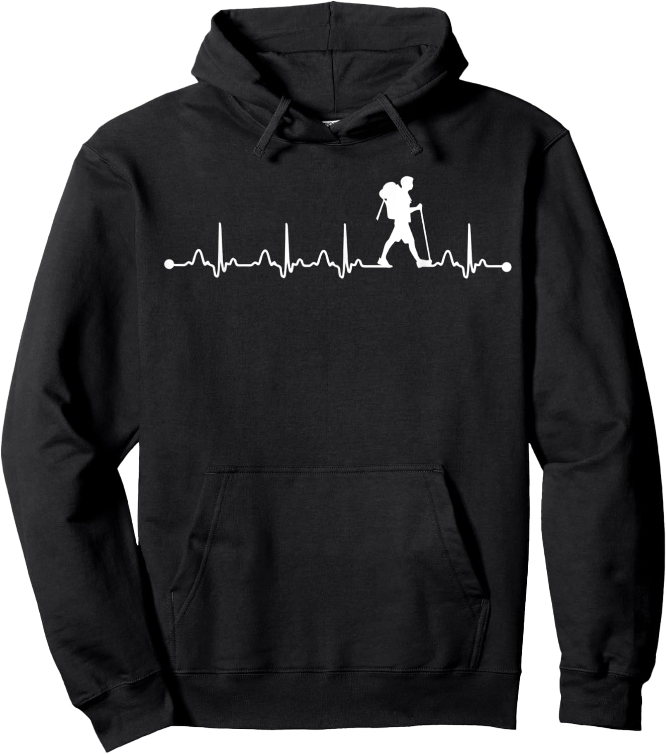 Heartbeat Hiking EKG Lover, Proud Hiker Gift Hoodie - Hoodie | Black