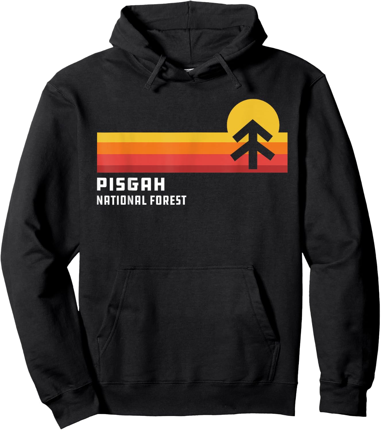 Retro Sunset Pisgah National Forest Asheville North Carolina Hoodie - Hoodie | Black