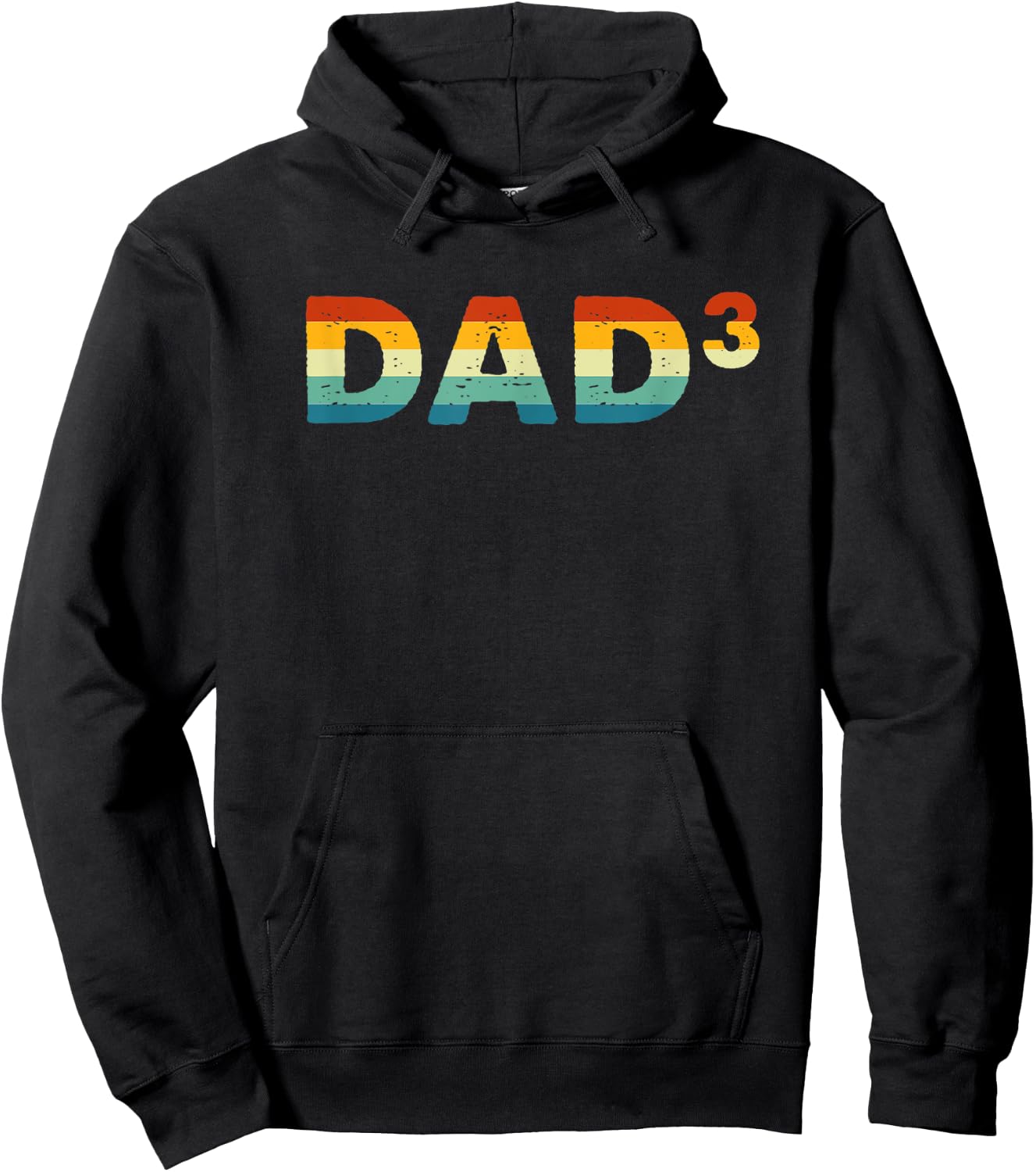 Men Vintage Daddy Of 3 Kids Funny Dad Cubed Father's Day Hoodie - Hoodie | Black