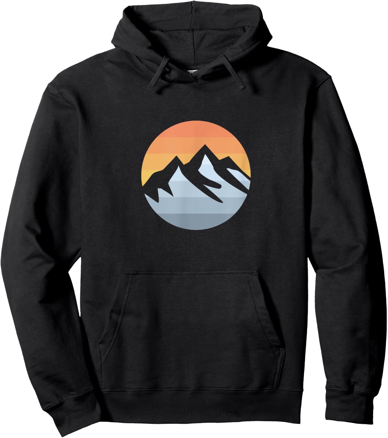 Mountain Sunset Outdoor Hiking Retro Hoodie - Hoodie | Black