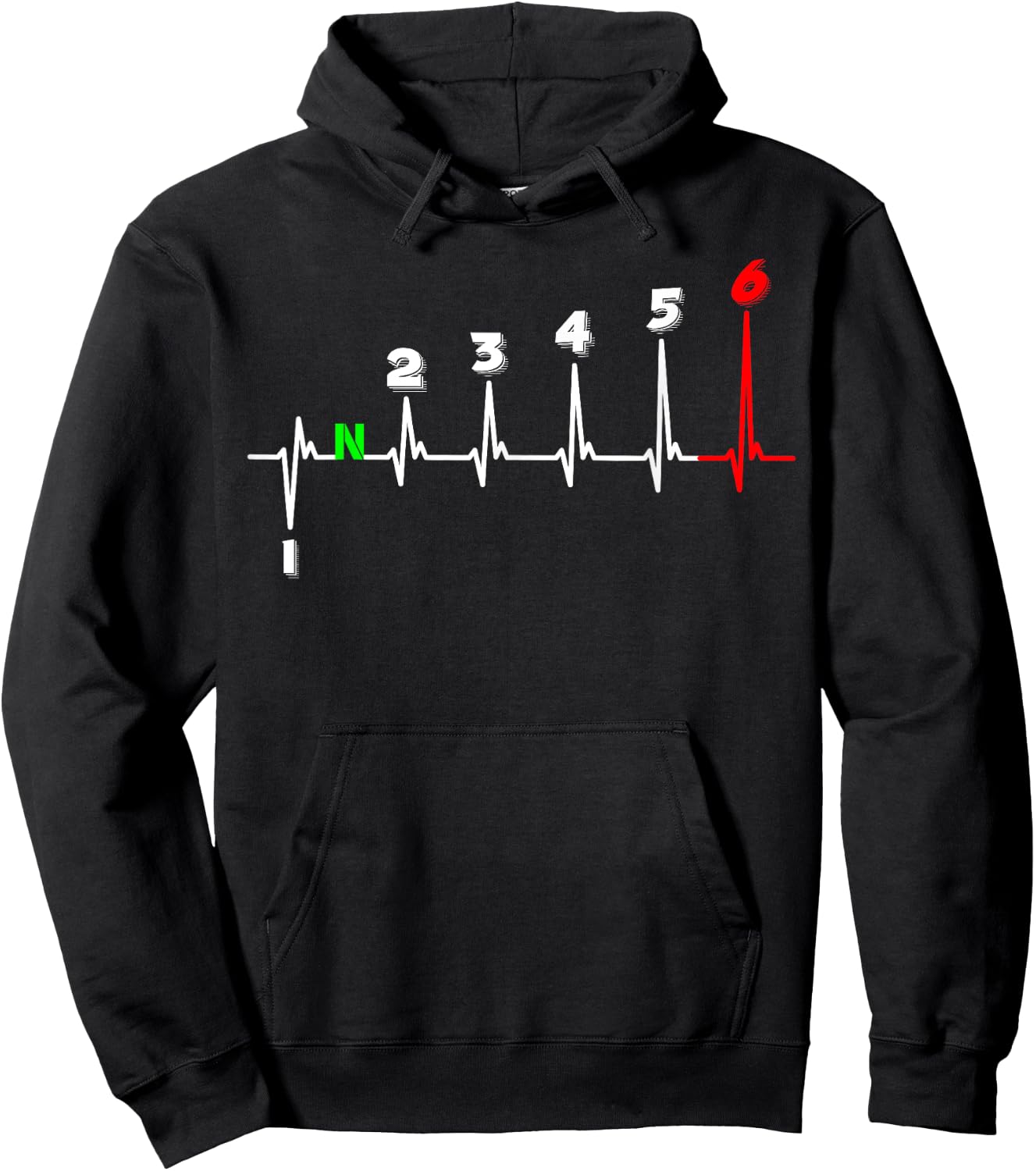 Motorcycle Heartbeat ECG Heart Rate Gear Shifter 1-6 Gears Hoodie - Hoodie | Black