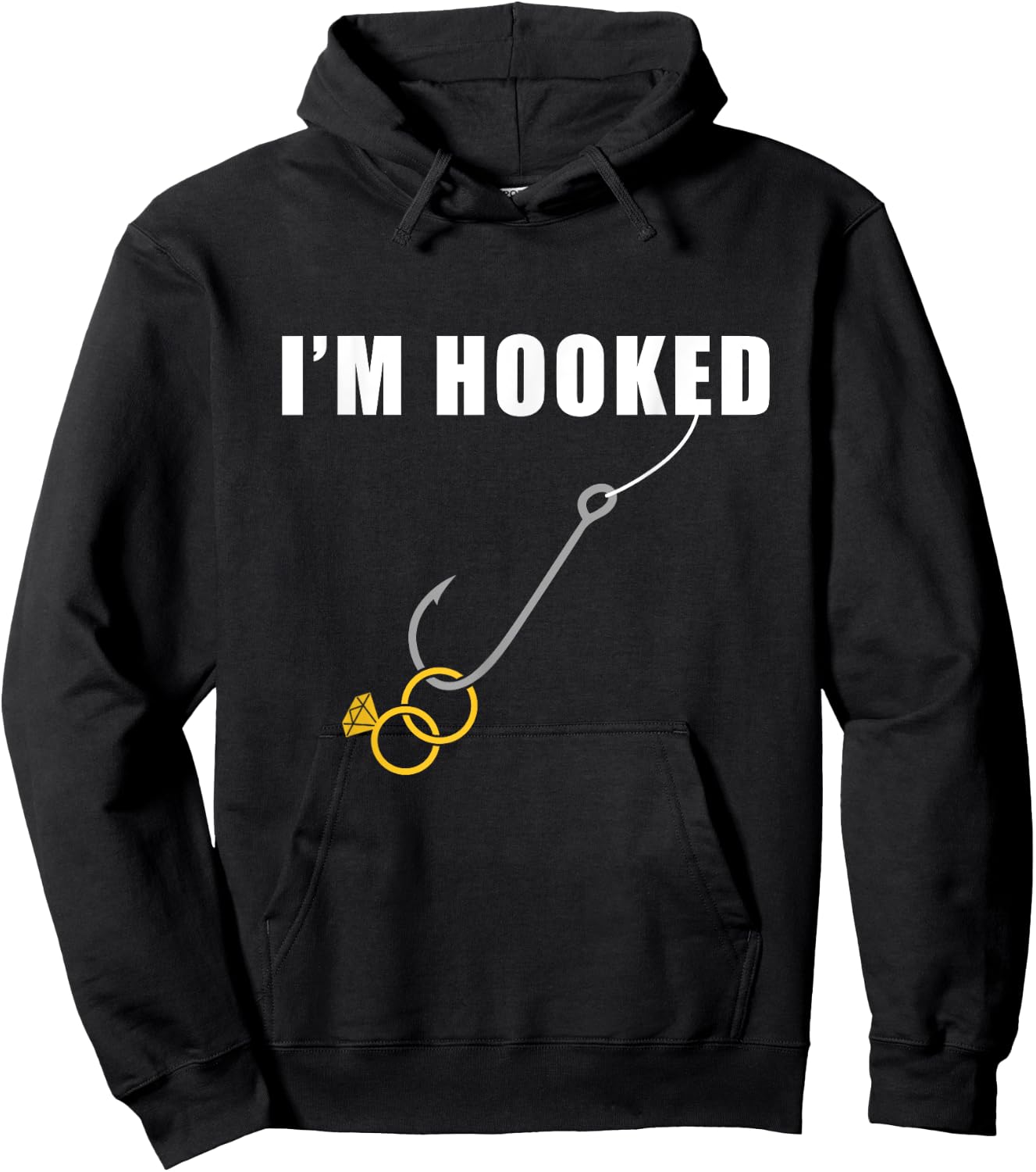I'm Hooked Engagement Ring Marriage Proposal Fishing Hoodie - Hoodie | Black