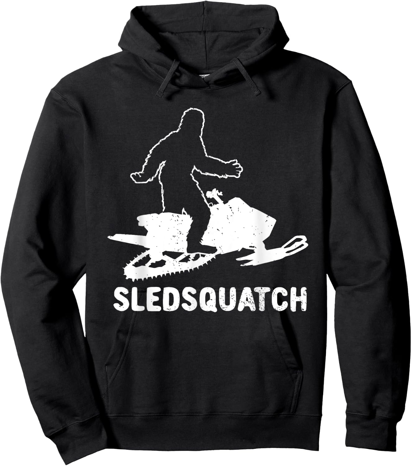 Bigfoot Snowmobile Riding Sasquatch Snowmobiling Racing Hoodie - Hoodie | Black