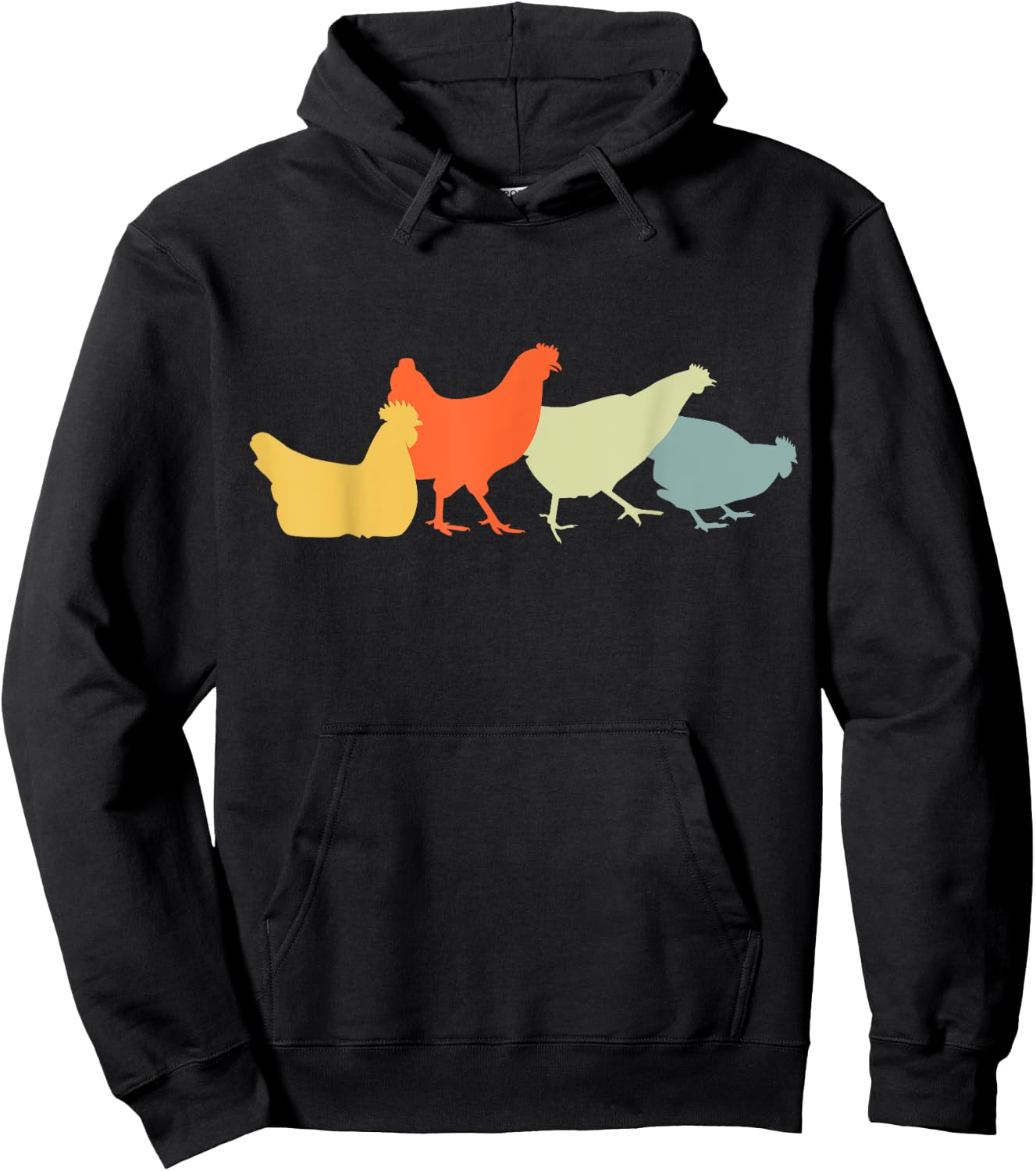 Retro Chickens Hoodie - Hoodie | Black