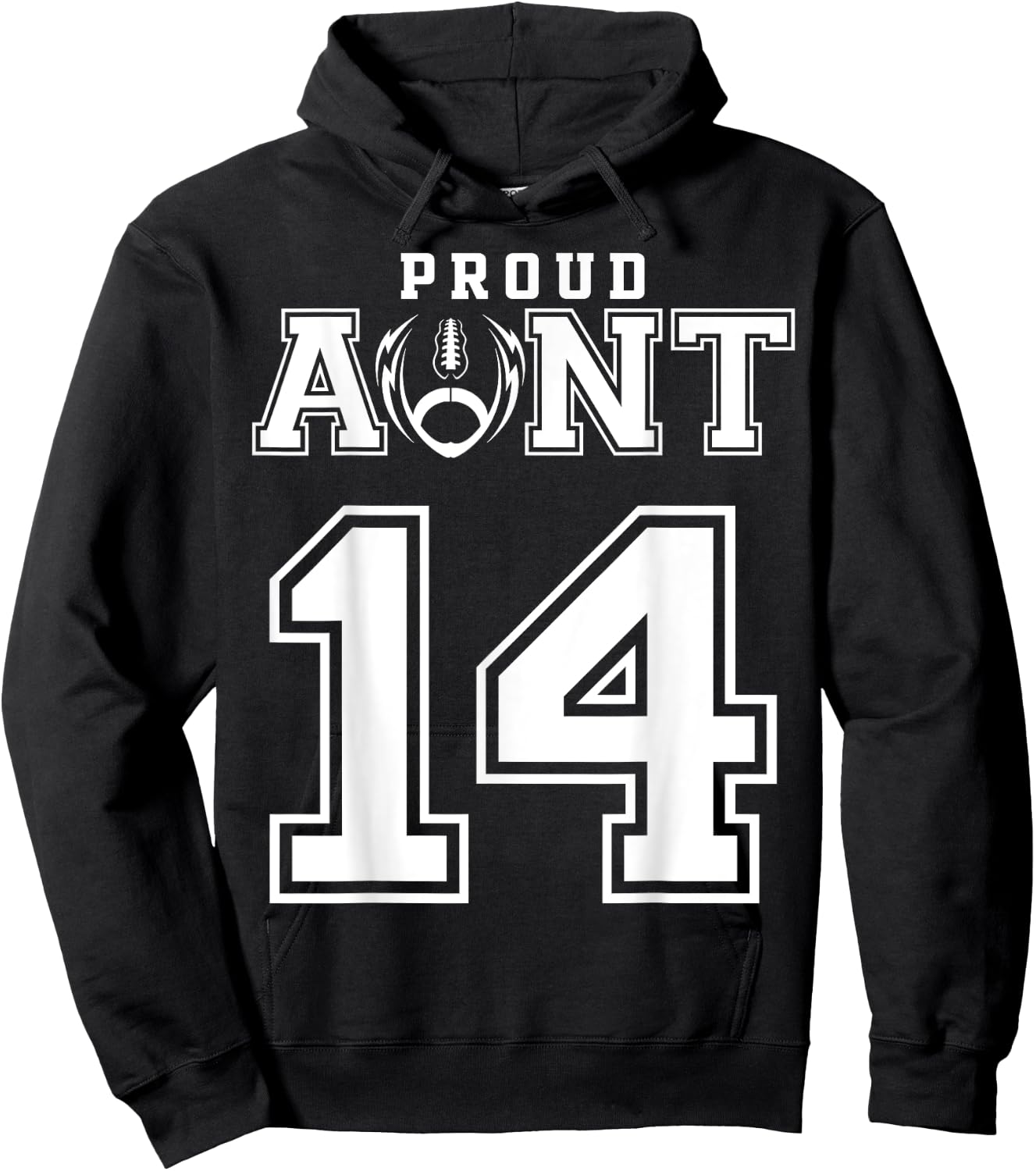 Custom Proud Football Aunt Number 14 Personalized Hoodie - Hoodie | Black