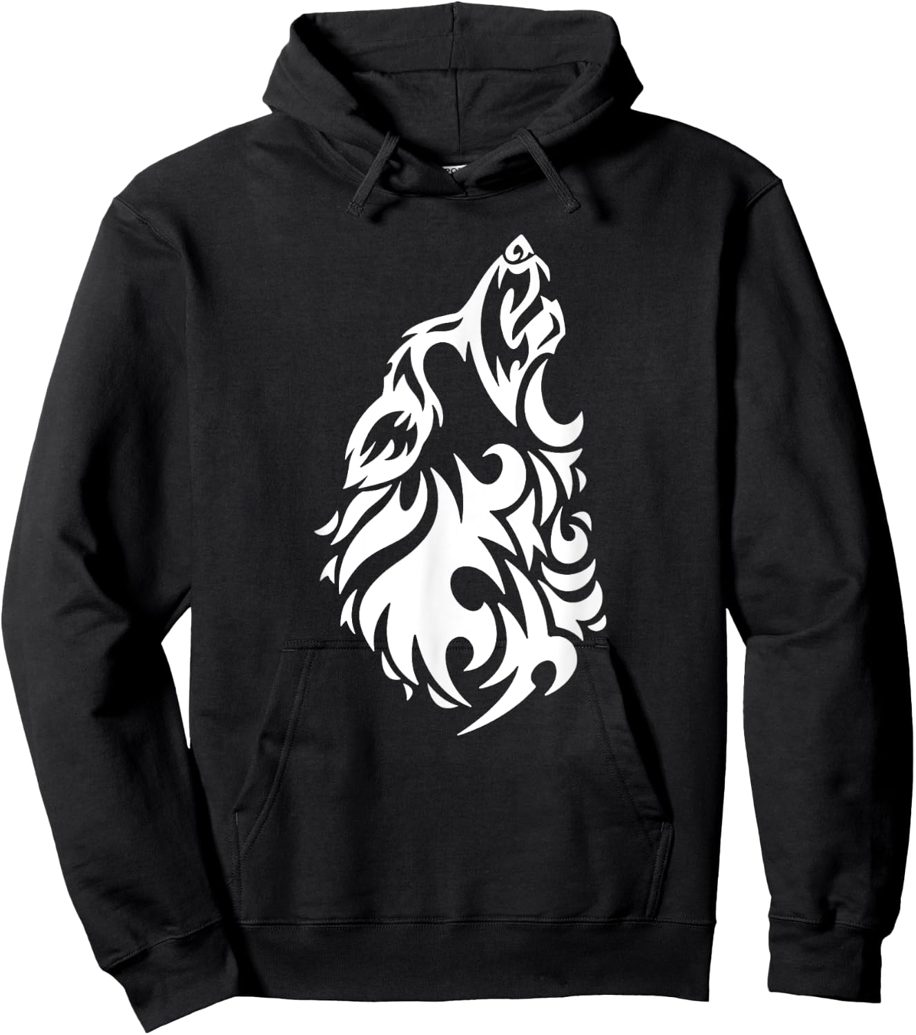 Wolf - Cool Tribal Dog Head Pup Howling Men Women Girls Kids Hoodie - Hoodie | Black