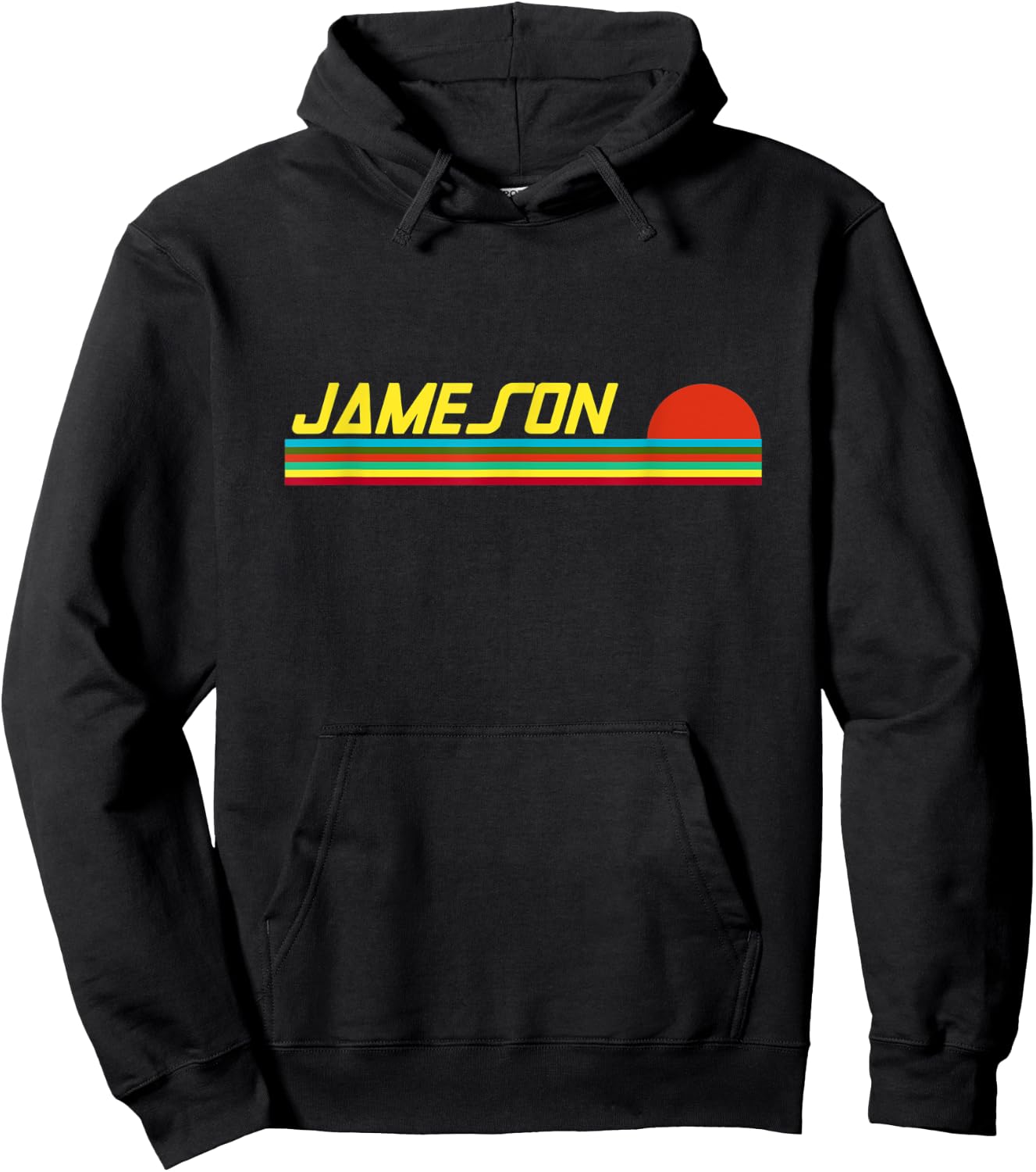 Jameson First Name Logo Retro Sunset Surfer Style Jameson Hoodie - Hoodie | Black