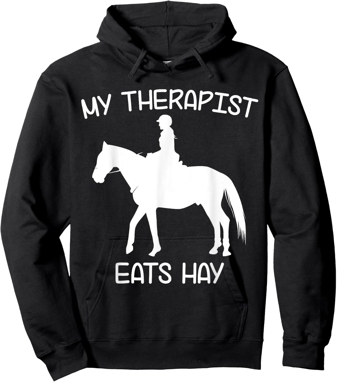 Horse rider clothes & gifts with funny sayings x | My Therapist Eats Hay | Funny Horses - Women's Black Short Sleeve - Size Small Hoodie - Hoodie | Black