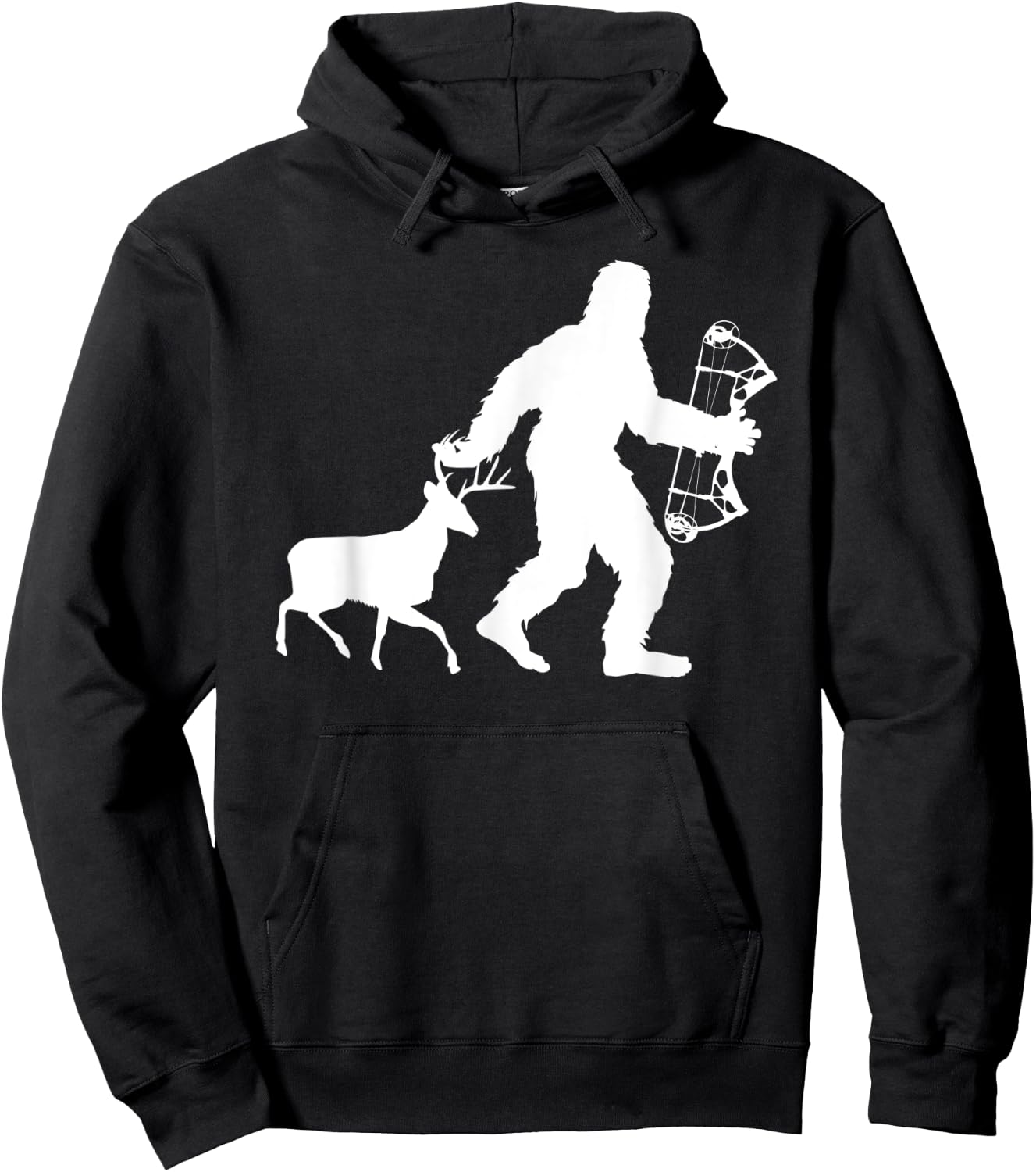 Deer Bow Hunting Bigfoot Deer Hunter Crossbow Sasquatch Cool Hoodie - Hoodie | Black