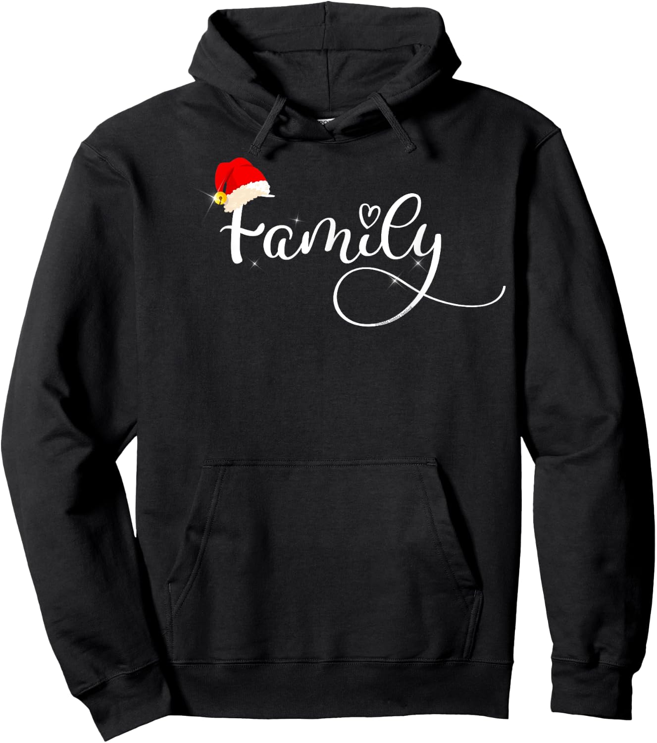 Pretty Love of Family with Heart and Santa Hat Christmas Hoodie - Hoodie | Black