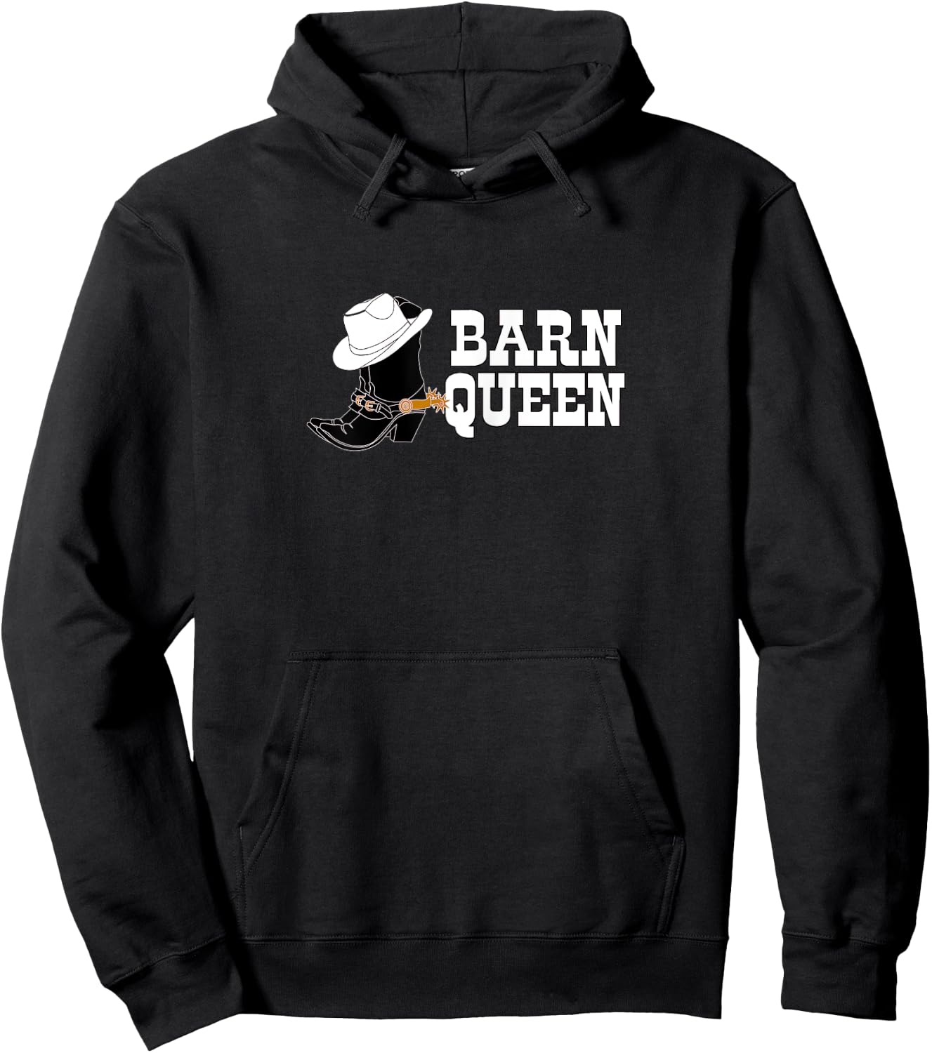 Horse lover Cowgirl shirt "BARN QUEEN" with Boot, Hat. white Hoodie - Hoodie | Black