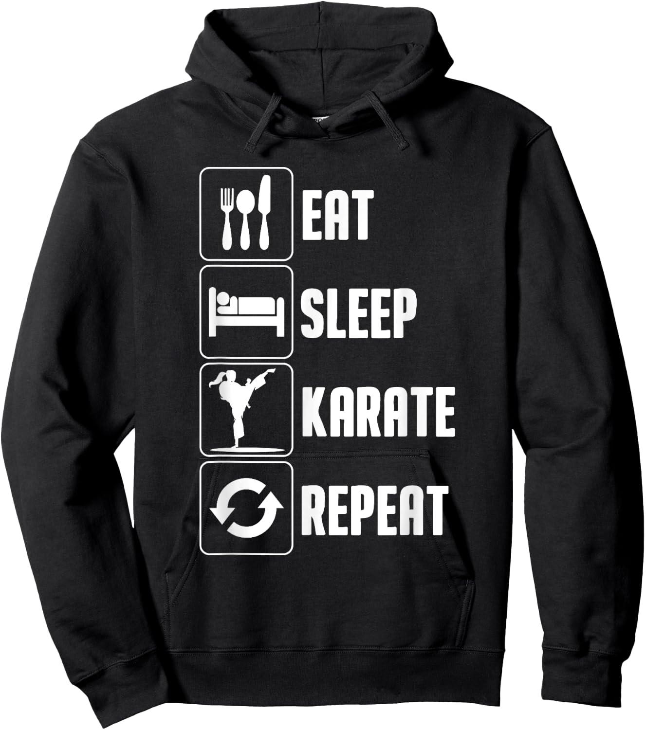 Funny Karate Design Women Eat Sleep Karate Repeat Hoodie - Hoodie | Black