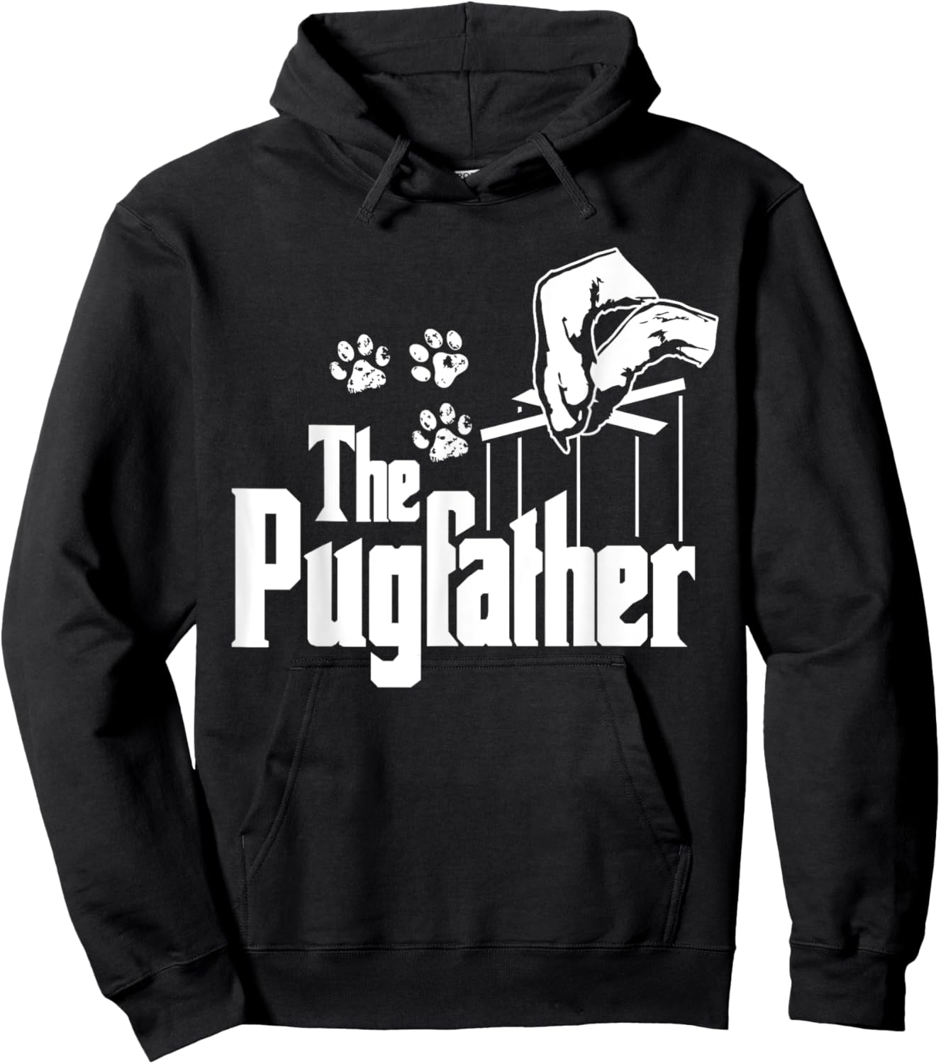 Pug-father Dog Dad Puppy Paw Print Funny Animal Fathers-Day Hoodie - Hoodie | Black