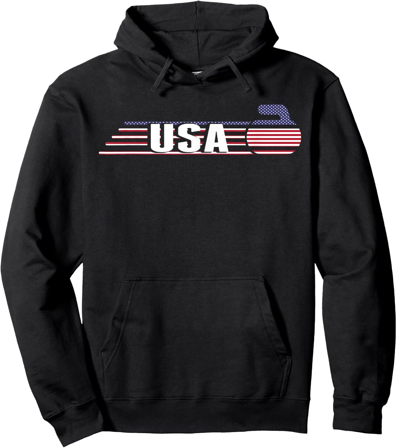 USA Team Curling Rock Jersey - Vintage Winter Sports Lovers Hoodie - Hoodie | Black