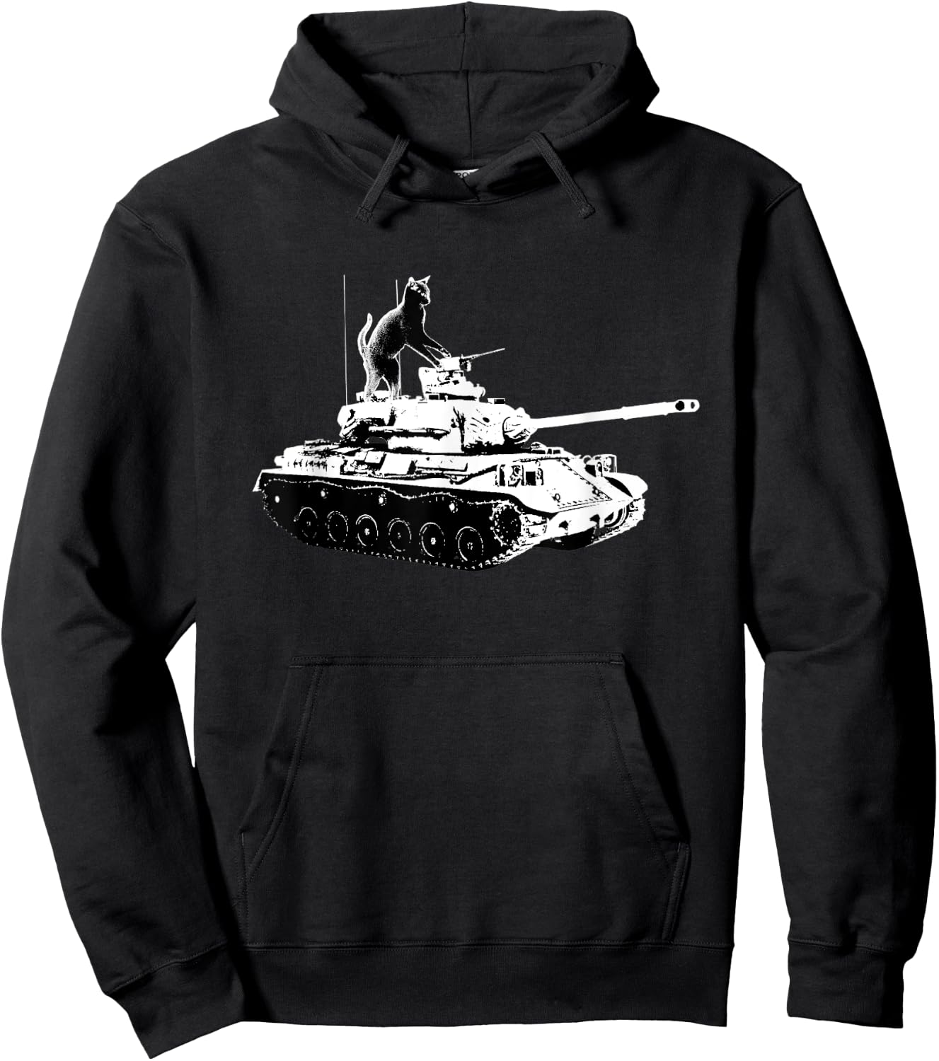 Army Tank Cat Military Funny Kitty Cat Pet Lovers Men Women Hoodie - Hoodie | Black
