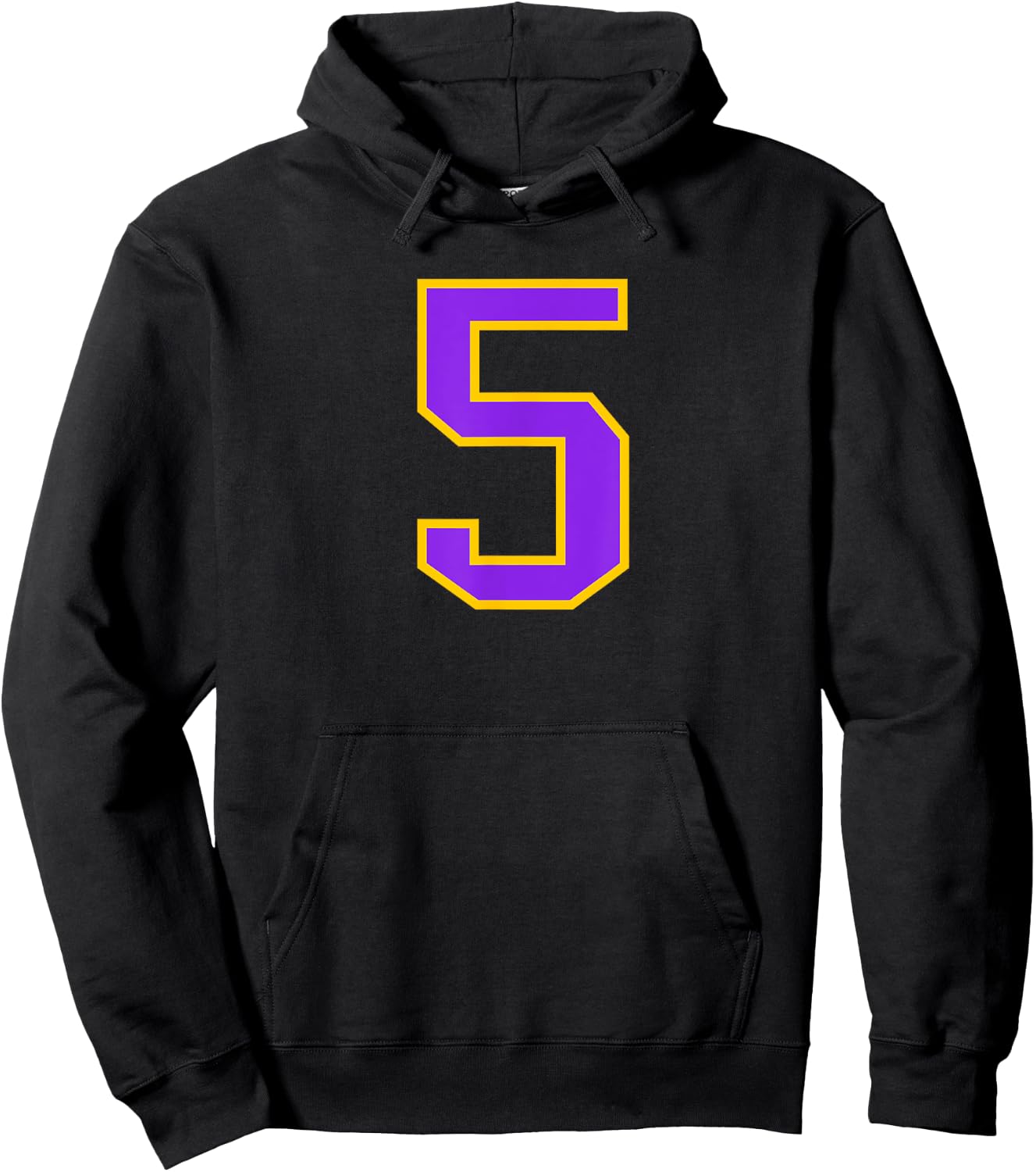 Number #5 Yellow Purple Varsity Number Hoodie - Hoodie | Black