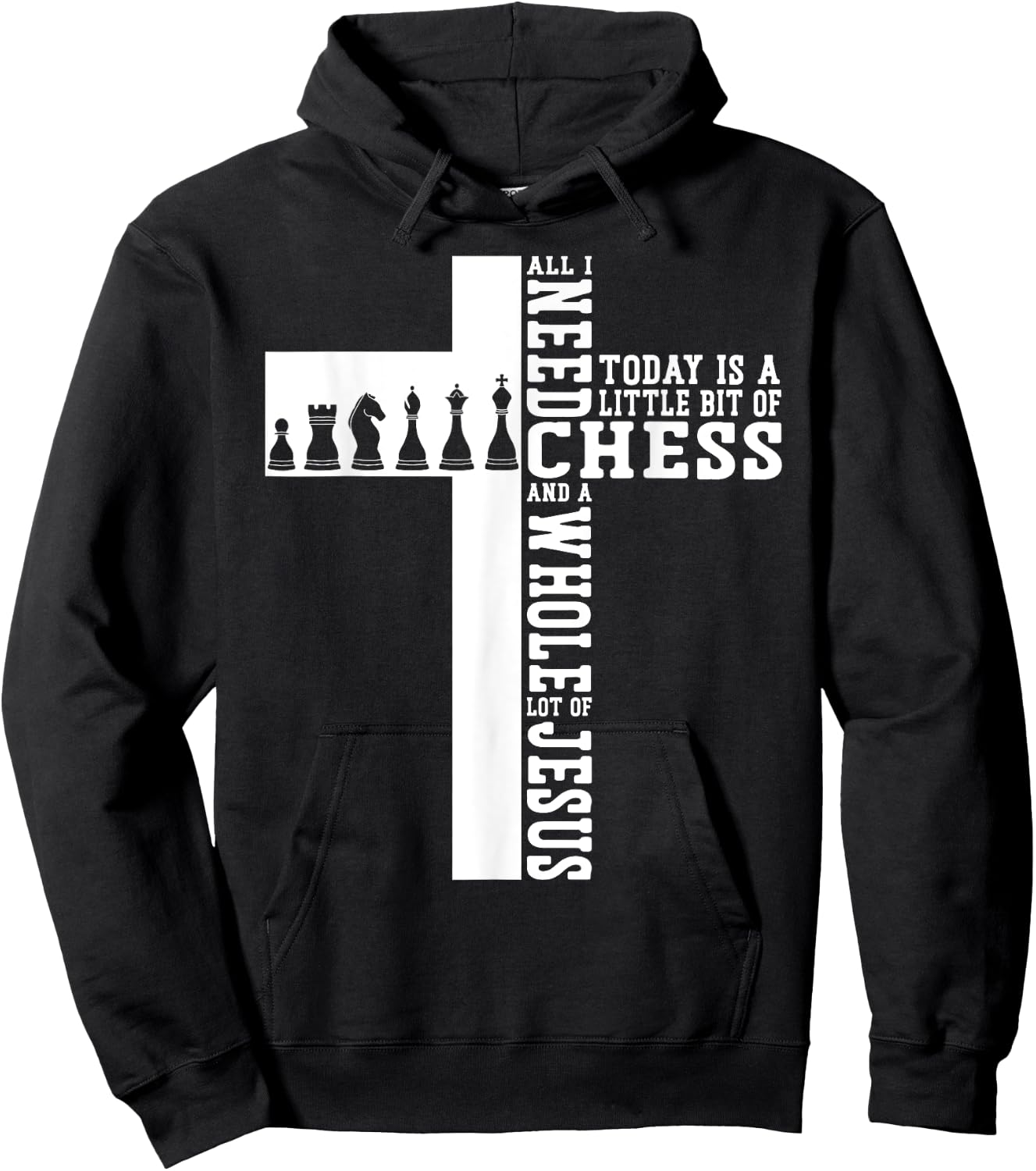 Chess Player Piece Vintage Christian Jesus Cross Faith All I Hoodie - Hoodie | Black