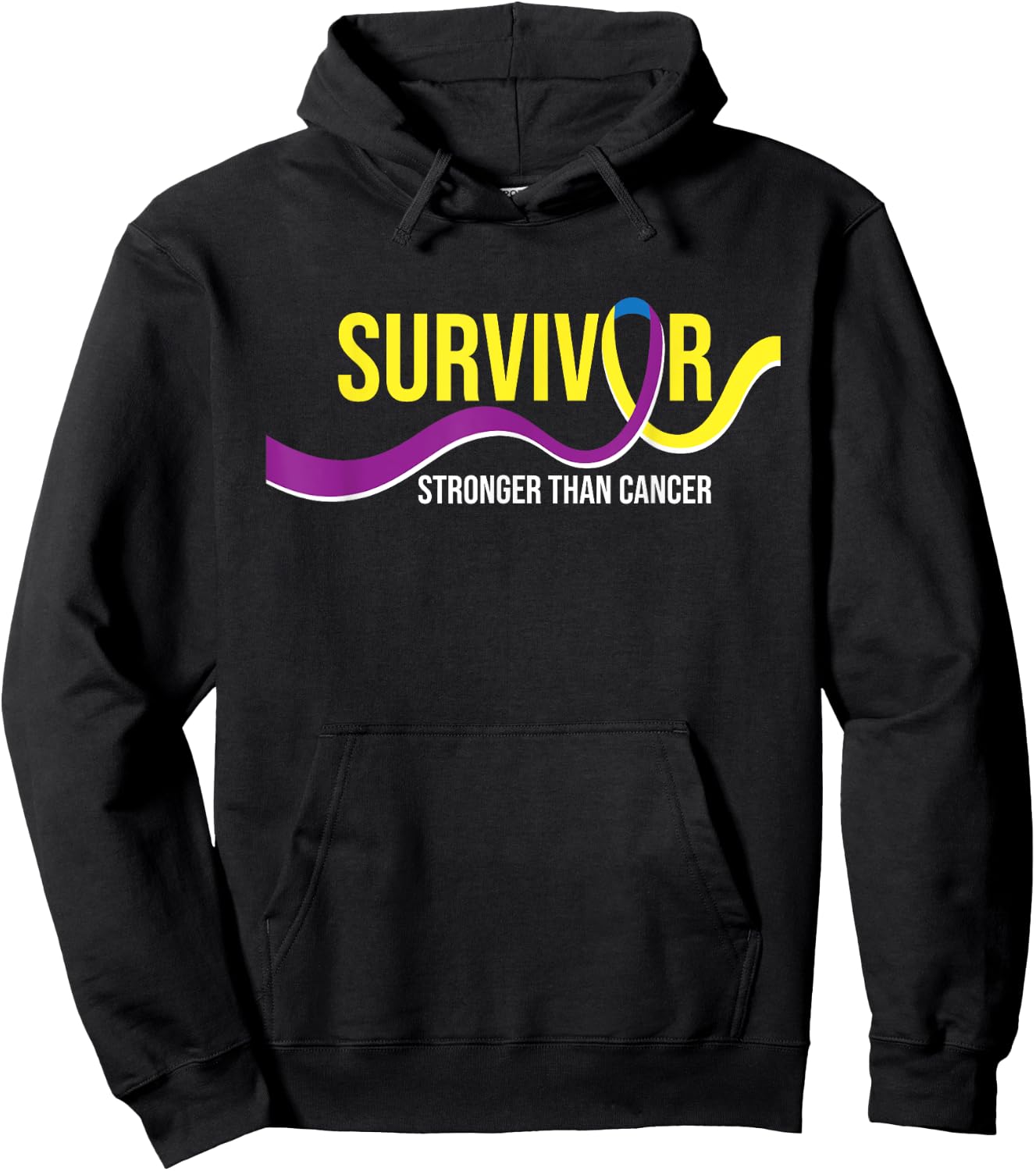 Survivor Stronger Than Cancer - Bladder Cancer Awareness Hoodie - Hoodie | Black