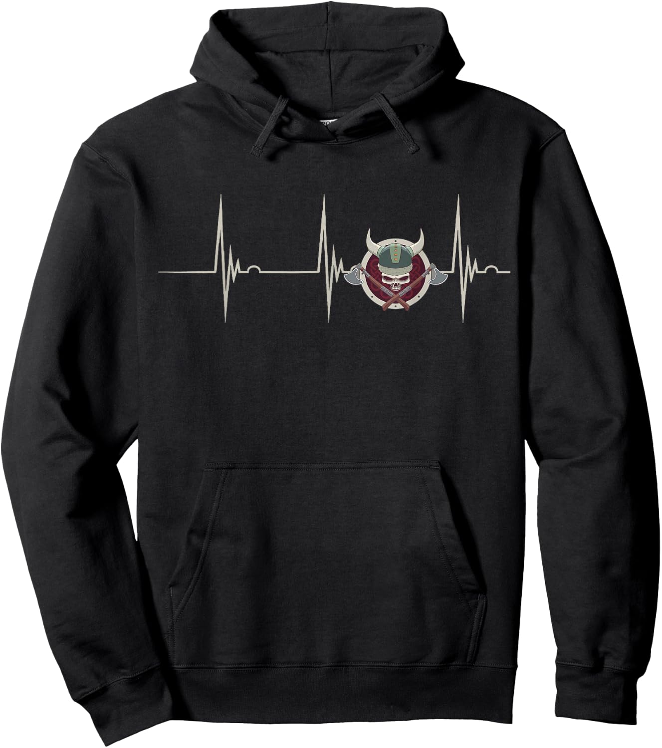 Valhalla Viking Warrior Heartbeat EKG Pulse Nordic Odin Hoodie - Hoodie | Black