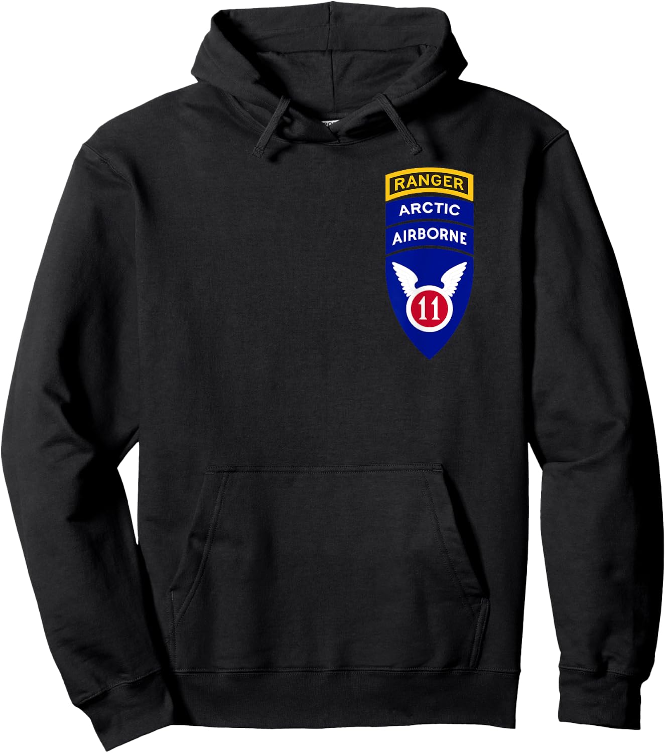11th Airborne Division Patch & Ranger Tab - Arctic Angels Hoodie - Hoodie | Black