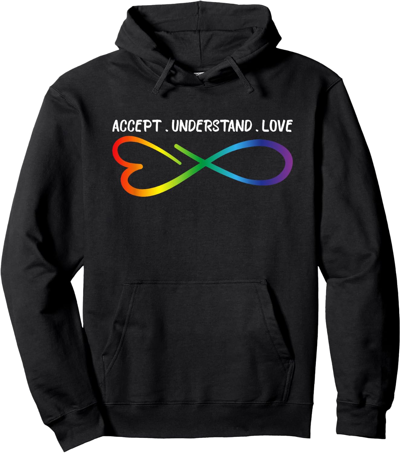 Accept Understand Love Neurodiversity Infinity Autism Hoodie - Hoodie | Black