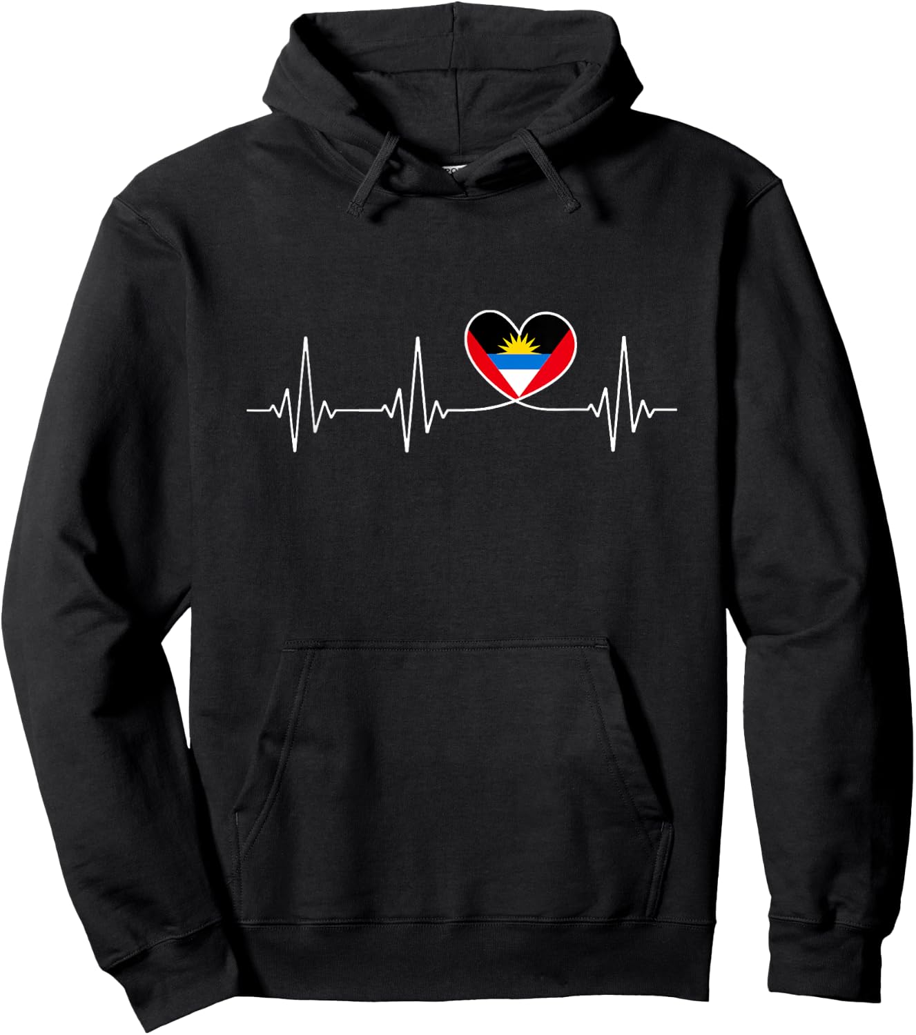 Antiguan and Barbudan Flag on Heart Antigua and Barbuda Hoodie - Hoodie | Black