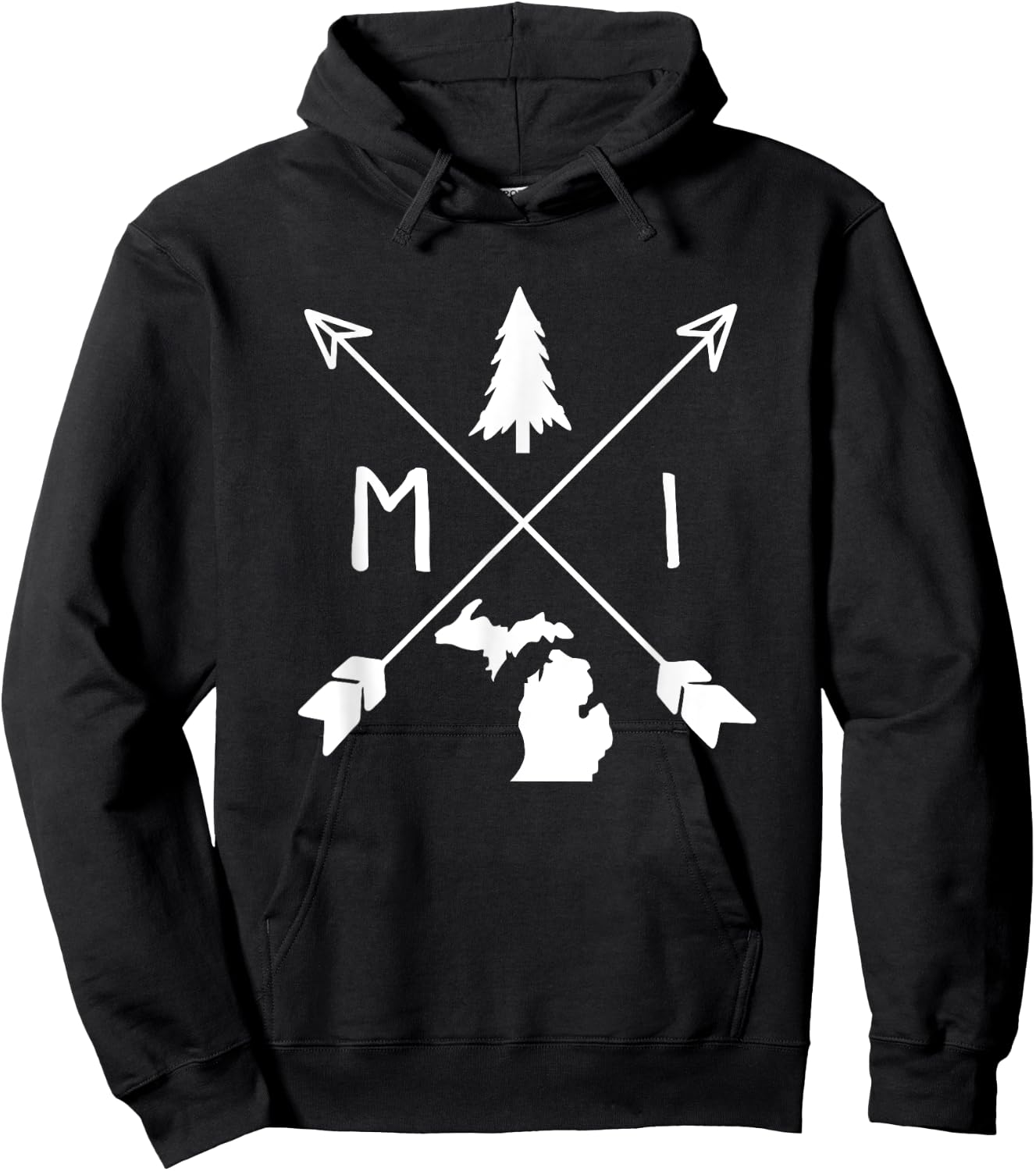 Michigan Up North Home State Midwest Vintage Retro Hoodie - Hoodie | Black