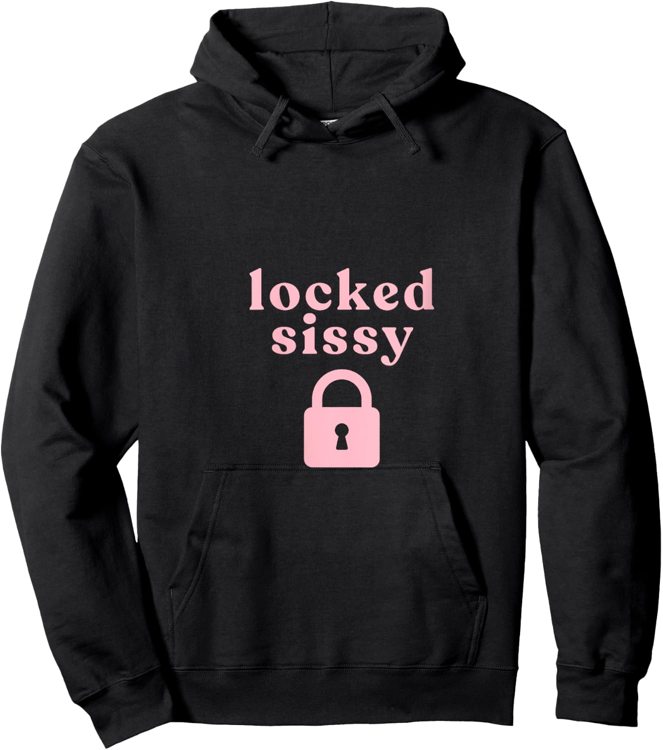 Pink Locked Sissy with chastity lock V-Neck Hoodie - Hoodie | Black