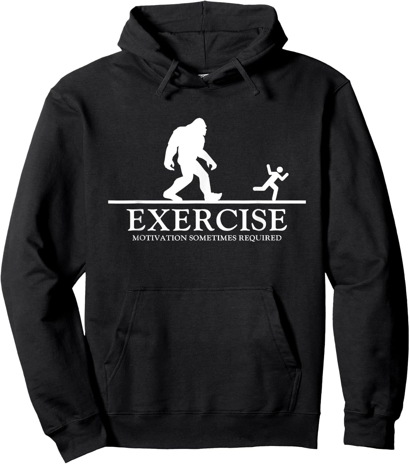 Exercise Motivation Sometimes Required Bigfoot Workout Hoodie - Hoodie | Black