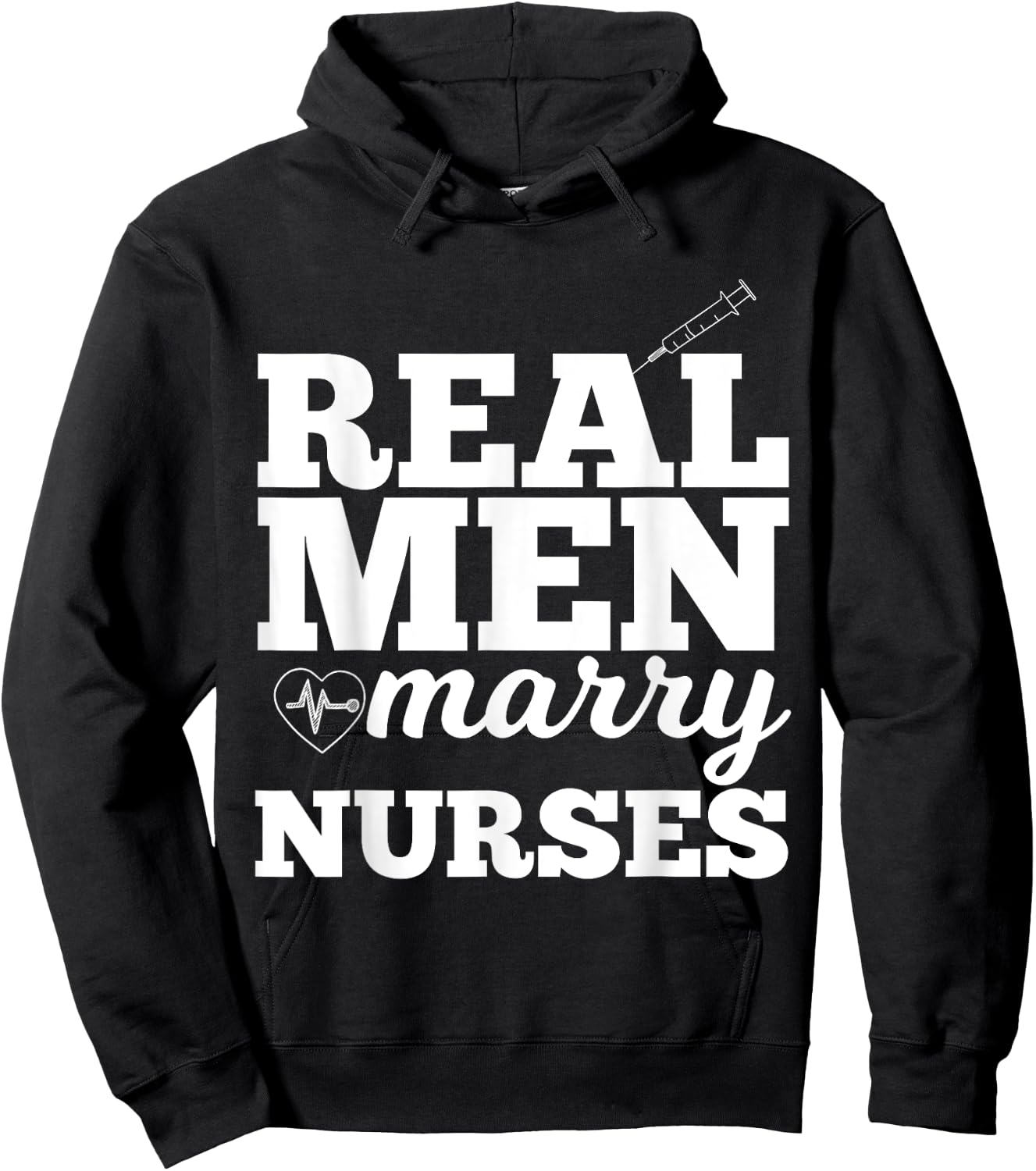 UAB KIDKIS Men's Real Men Marry Nurses for Nurse Husband - Black, Small Hoodie - Hoodie | Black