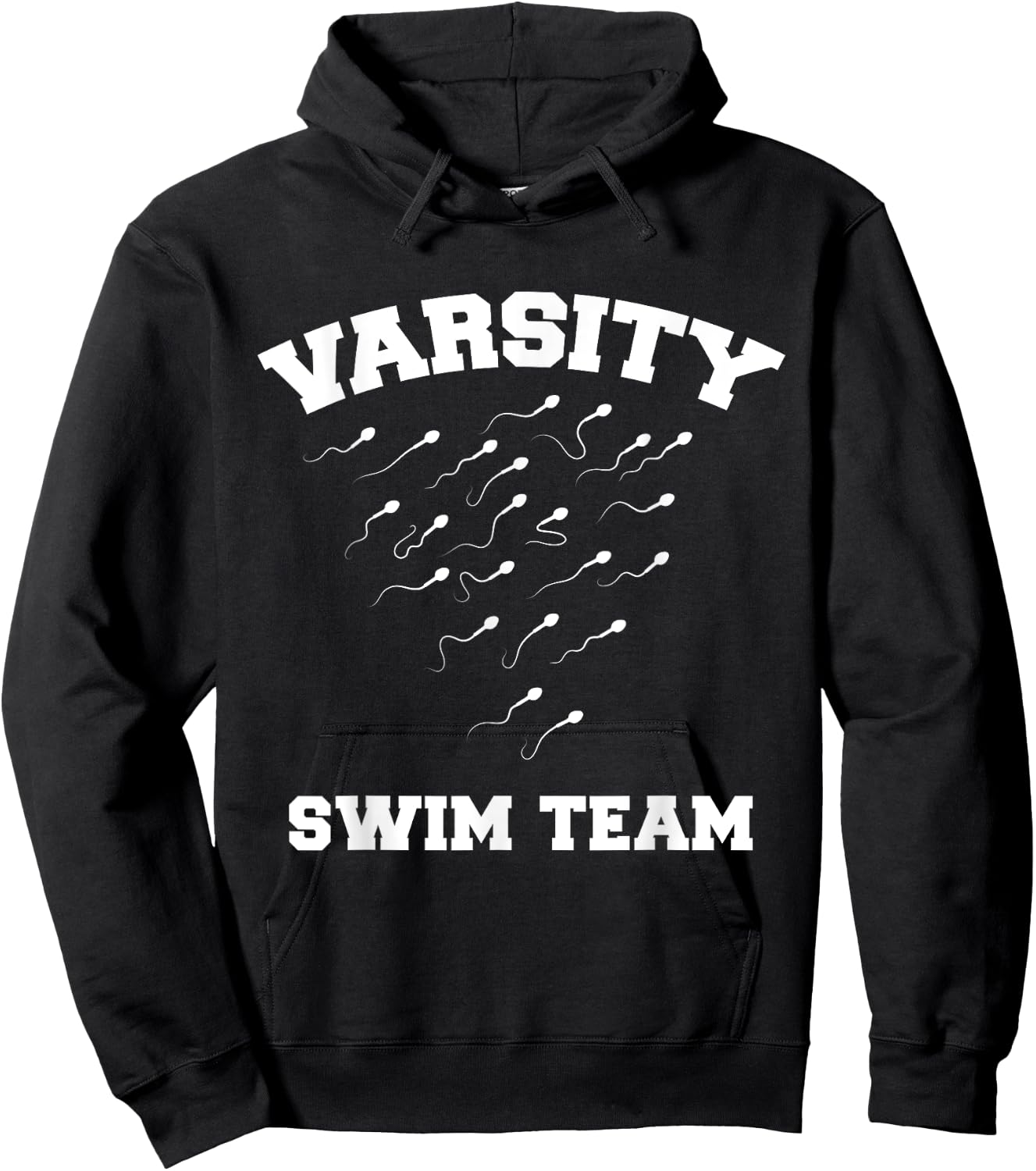 CRUDO Varsity Swim Team Swimming Sperm -Adults Black Short Sleeve Modern Hoodie - Hoodie | Black