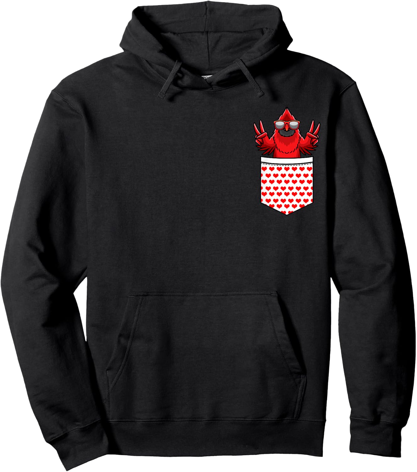 Northern Cardinal Bird Red Cardinal In Pocket Hoodie - Hoodie | Black