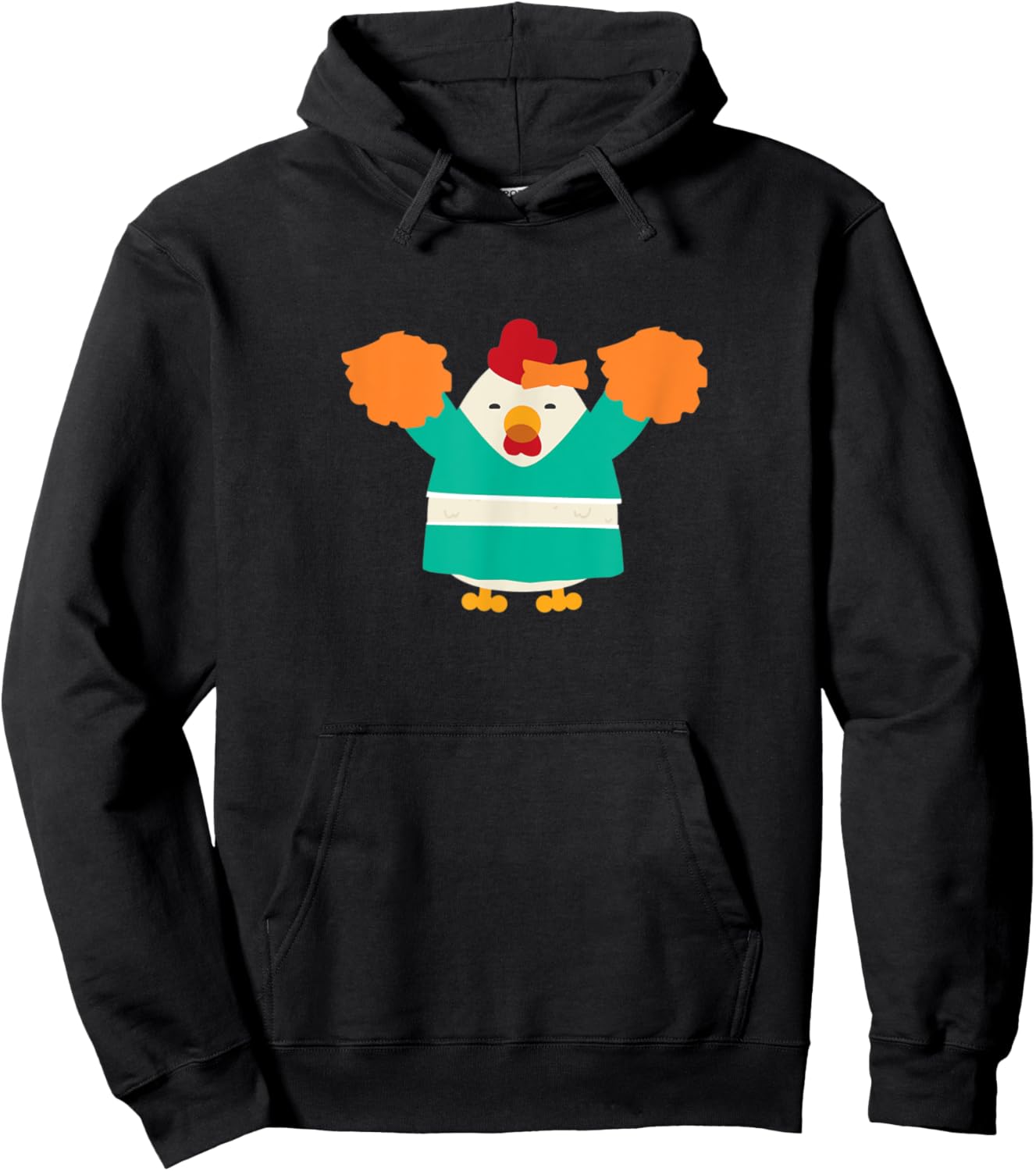 Cheerleading Chicken Funny Cheerleader Pom Poms Hoodie - Hoodie | Black