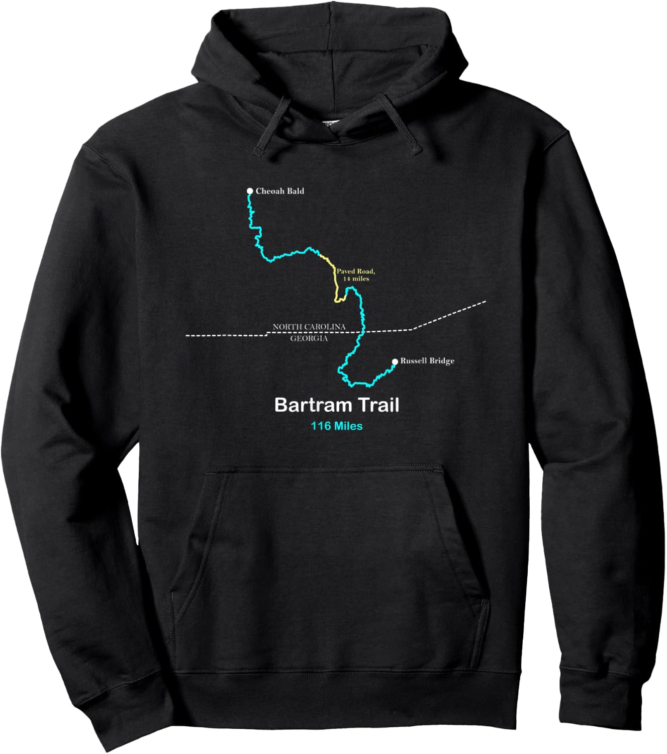 Route Map of the Bartram Trail in North Carolina and Georgia Hoodie - Hoodie | Black