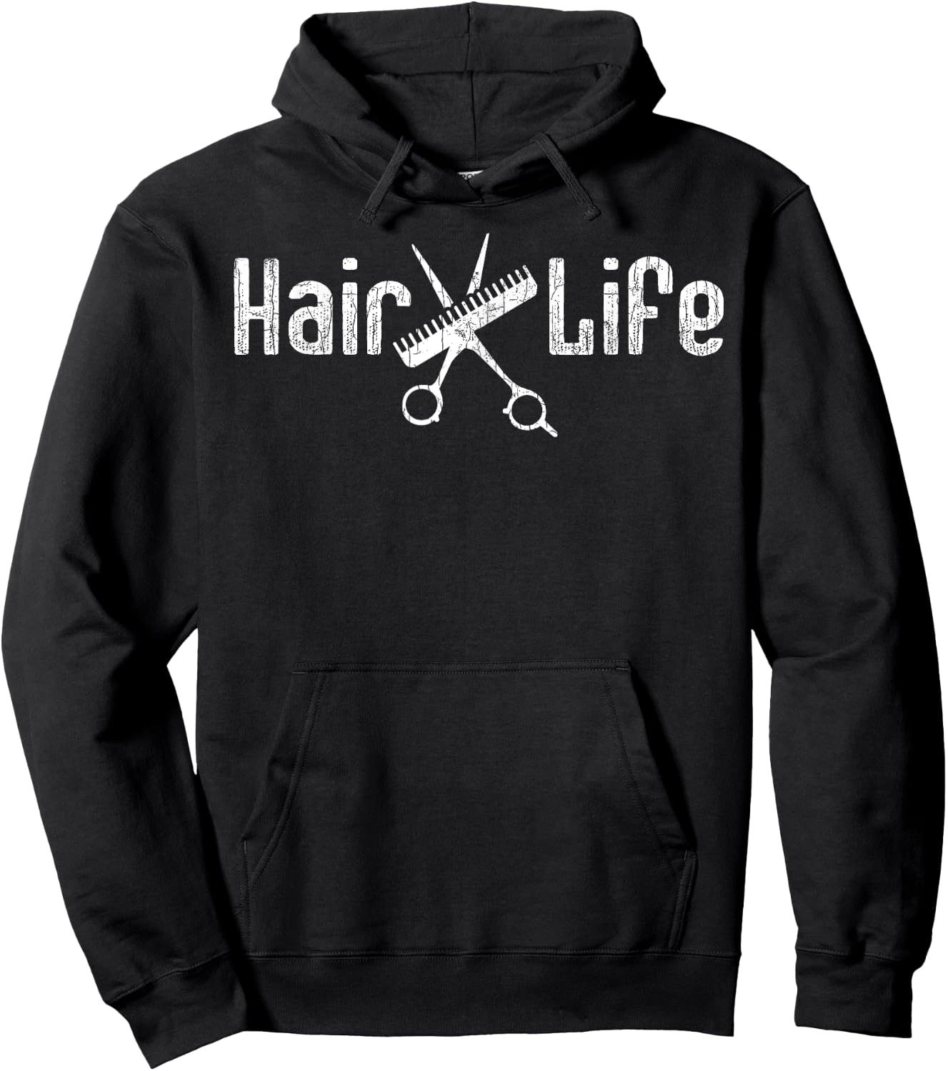 Hair Life Funny Hairdresser Hairstylist Barber Graphic Hoodie - Hoodie | Black