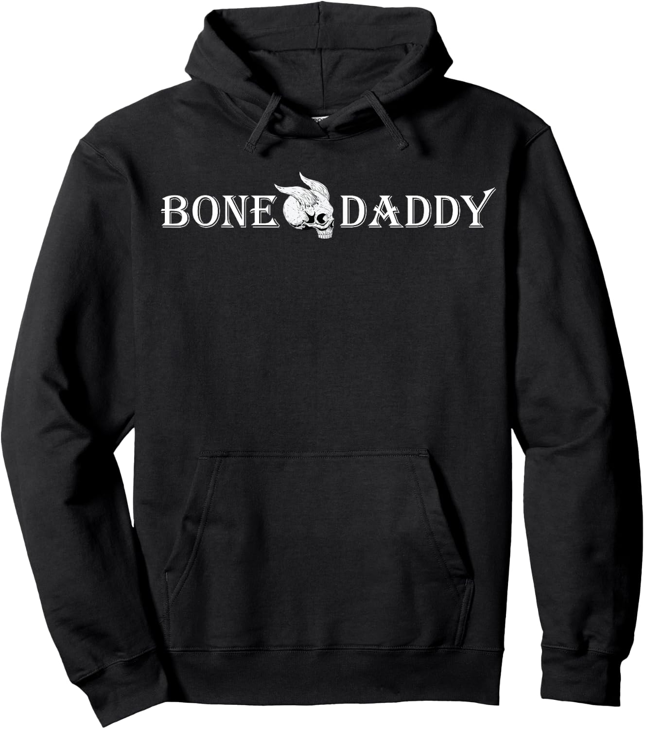 Retro Bone Daddy Horned Biker Death Skull Hoodie - Hoodie | Black