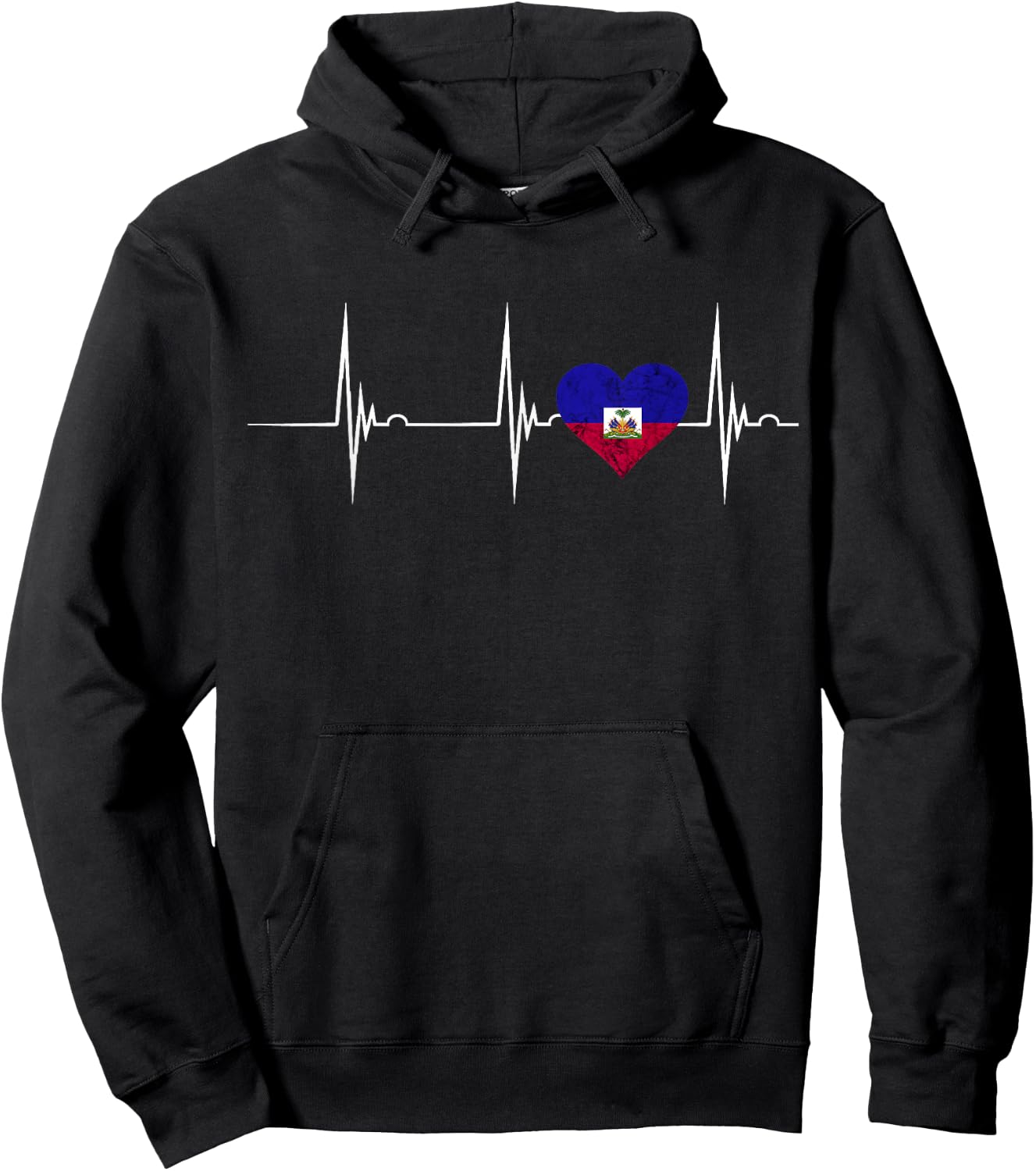 Haiti Heart Haitian Heartbeat EKG Pulse Haiti Pride Hoodie - Hoodie | Black